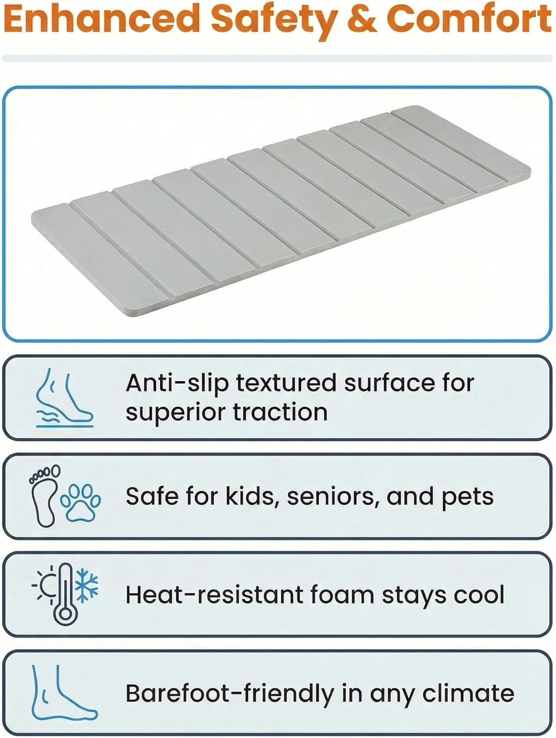 RV Step Covers 4 Pack, 24" x 7.5" Upgraded 6mm High-Density EVA Foam Stair Treads, Anti-Slip Waterproof Self-Adhesive Camper Step Mats, Trimmable RV Step Rugs for Trailers and Motorhomes (Light Gray)