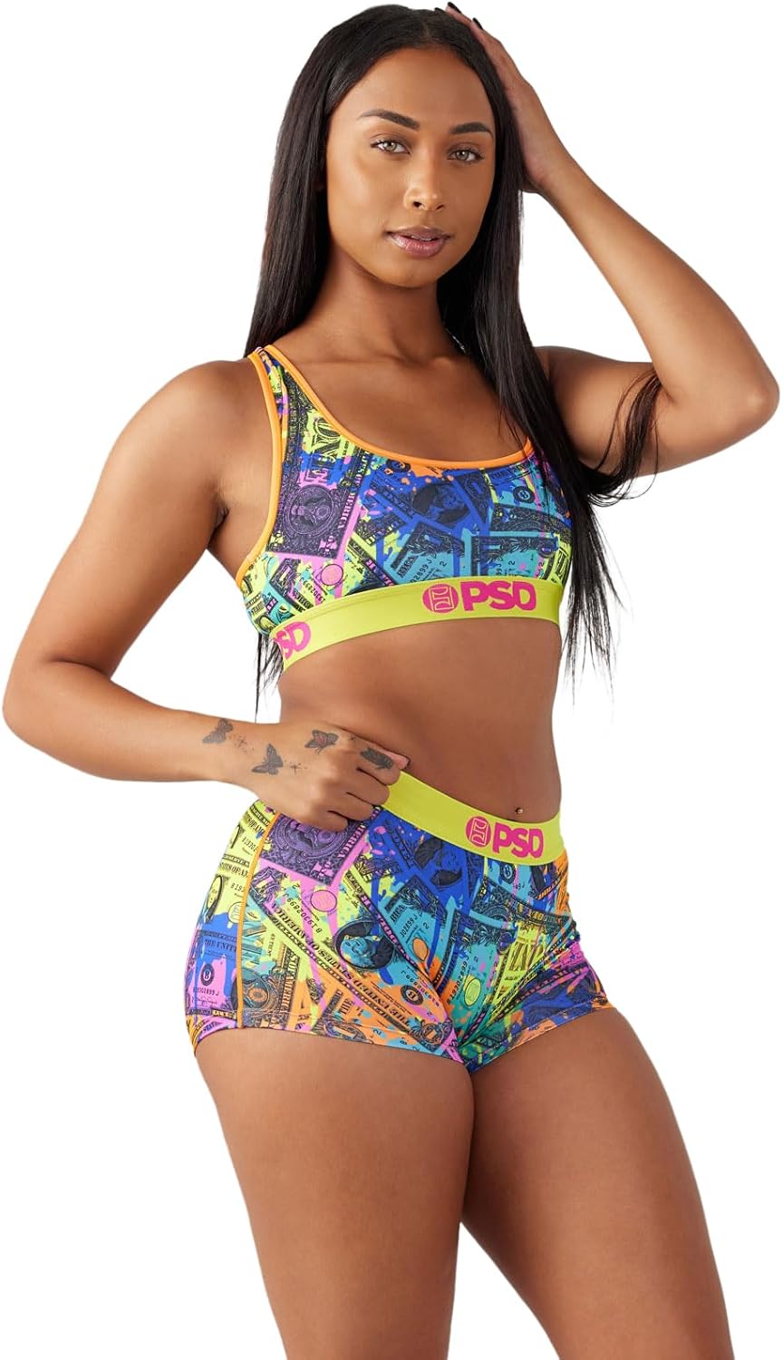 PSD Underwear Womens Sports Bra - Money, Medium Support Sports Bras for Women, Womens Racerback Sports Bras - Image 3