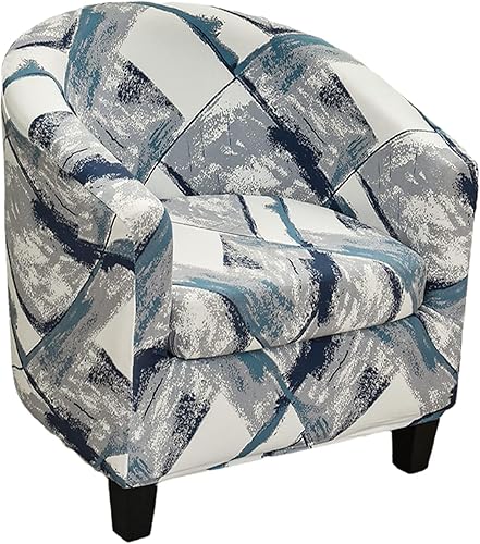Miniatura 2 de CRFATOP Funda estampada para silla de bañera de 2 piezas, fundas para sillón de club, fundas de poliéster elásticas para sillas de barril redondo,