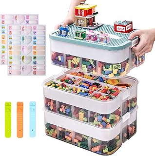 Boite Rangement Plastique pour Lego Briques Coffre A Jouet Enfant avec Couvercle,organiseur de jouets avec compartiments pour enfants,Petites pièces