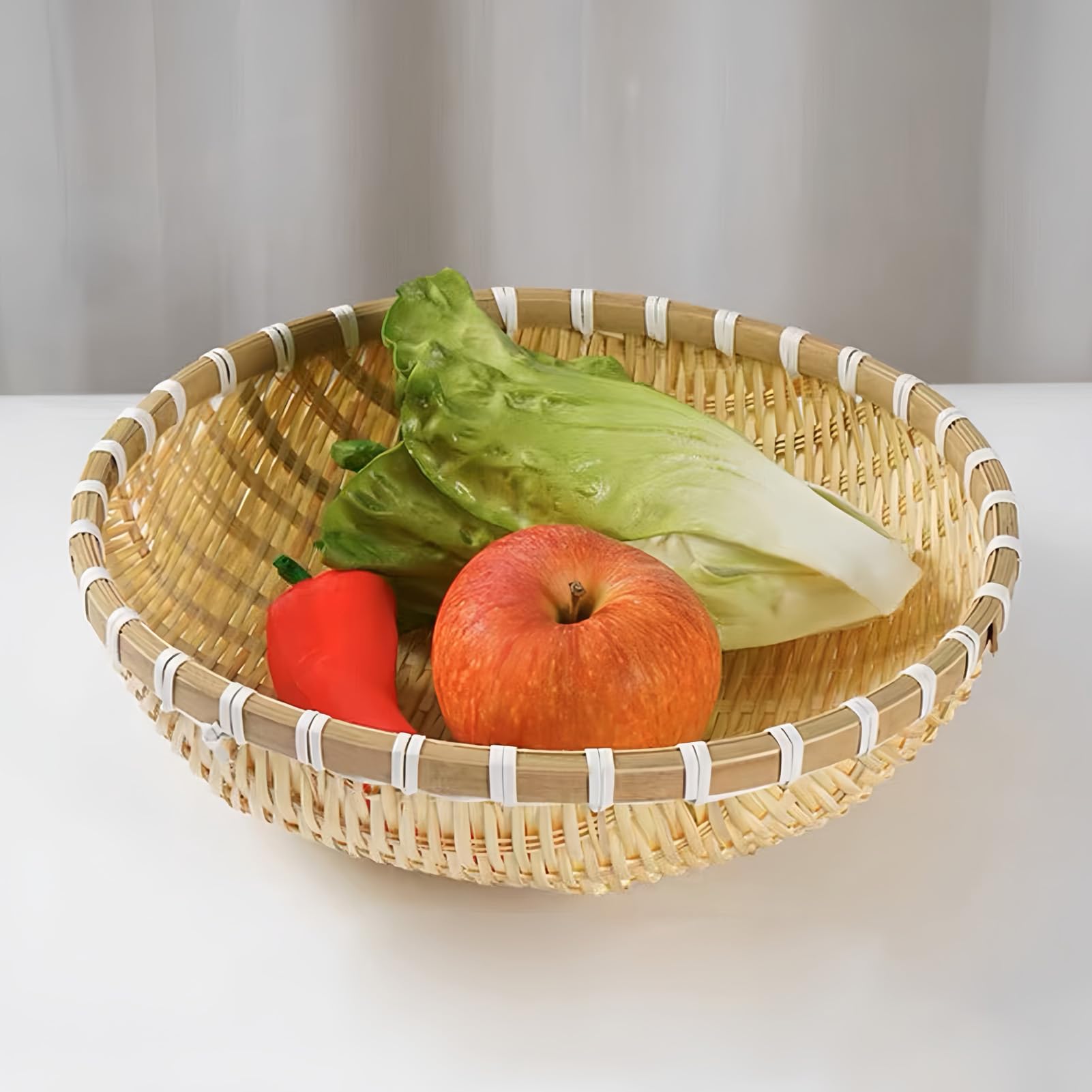 Cesta de bambú hecha a mano de 30cm para decoración rústica de calidad
