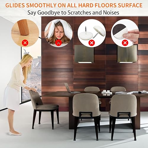 Miniatura 5 de Ezprotekt 16 piezas de protectores de patas de silla de silicona rectangulares, cubiertas de patas de muebles de fieltro rectangulares negras para