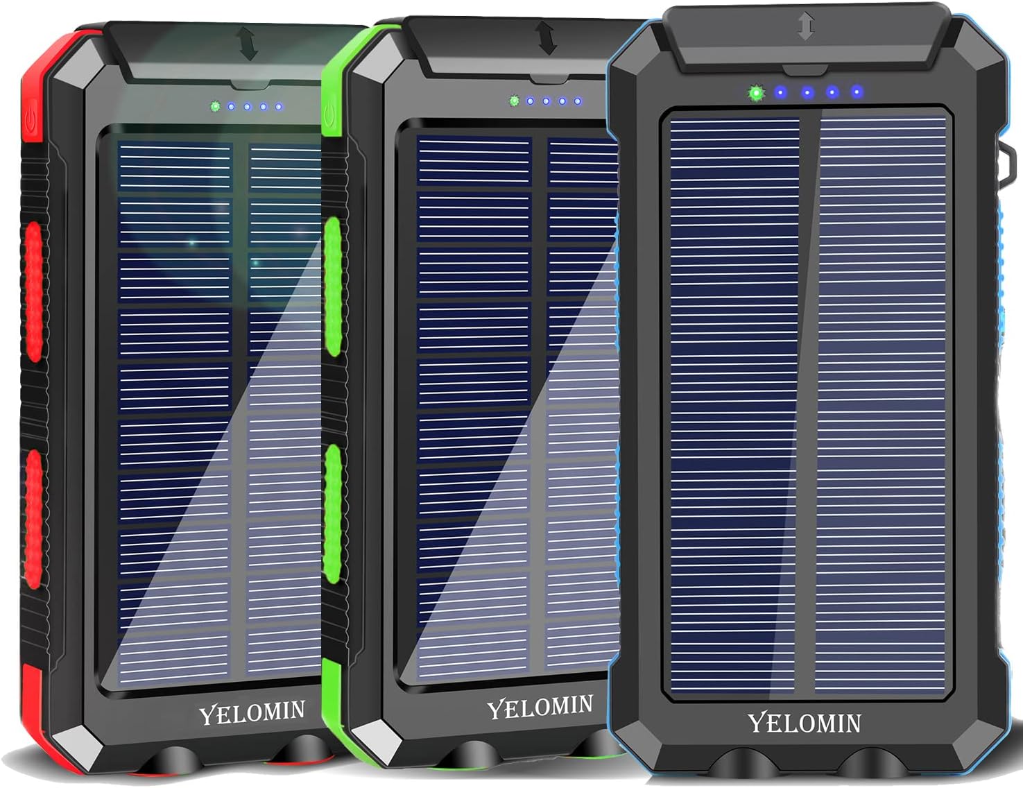 YELOMIN 1 Pack 30000mah Portable Solar Power Bank +2 Pack