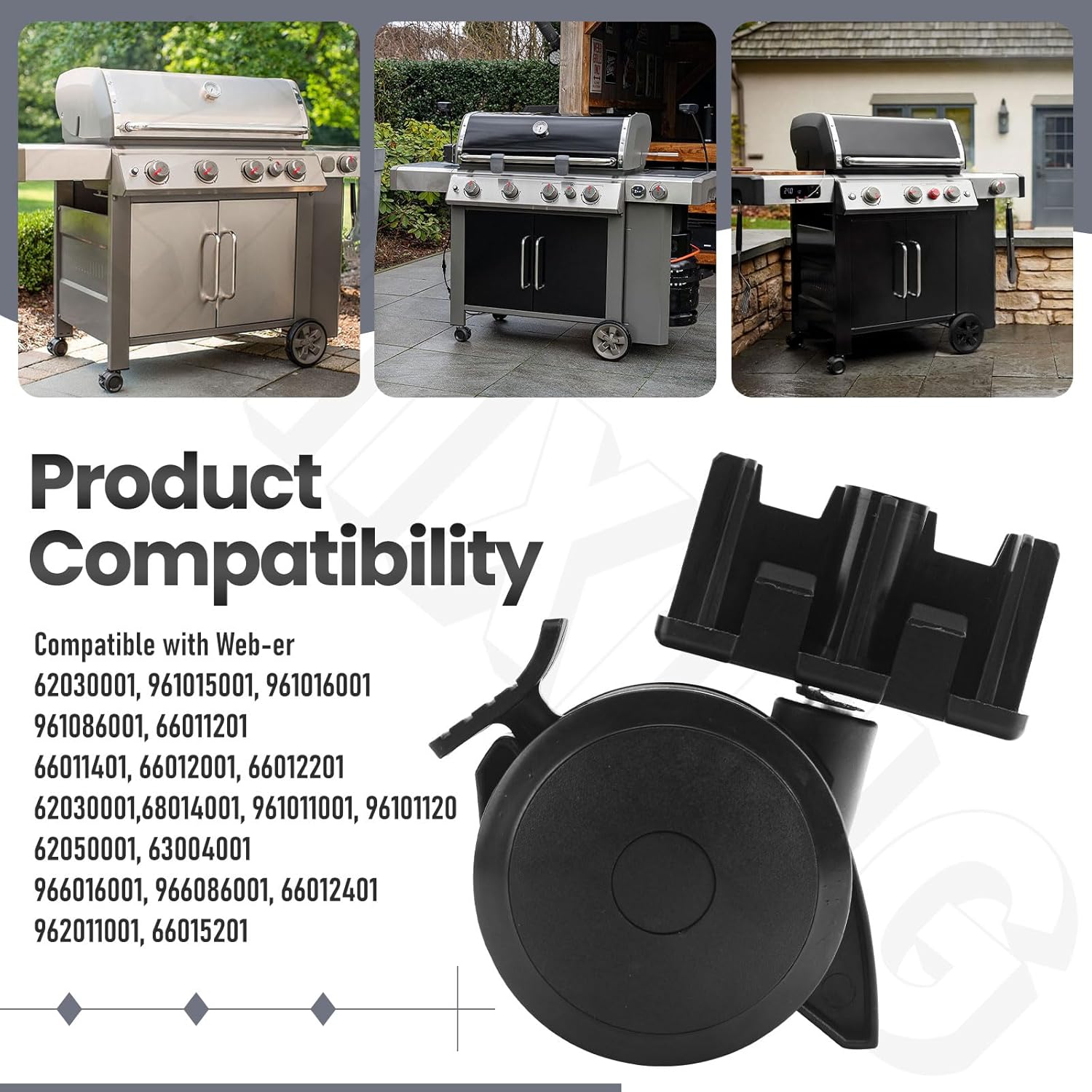 2 Pack 67066 Caster Inserts/67067 Grill Wheels Compatible with Weber GS4 Genesis II SE335 CE310 S310 S315 E210 E310 E410 E610 for Genesis 2 LX S240 S440 S640 E340