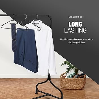 SONGMICS Heavy Duty Plastic Coat Hangers, Pack Of 50, Non-Slip Design, Space-Saving, 0.5 Cm Thick, 42 Cm Long, 360 Swivel Hook, White And Dark Grey