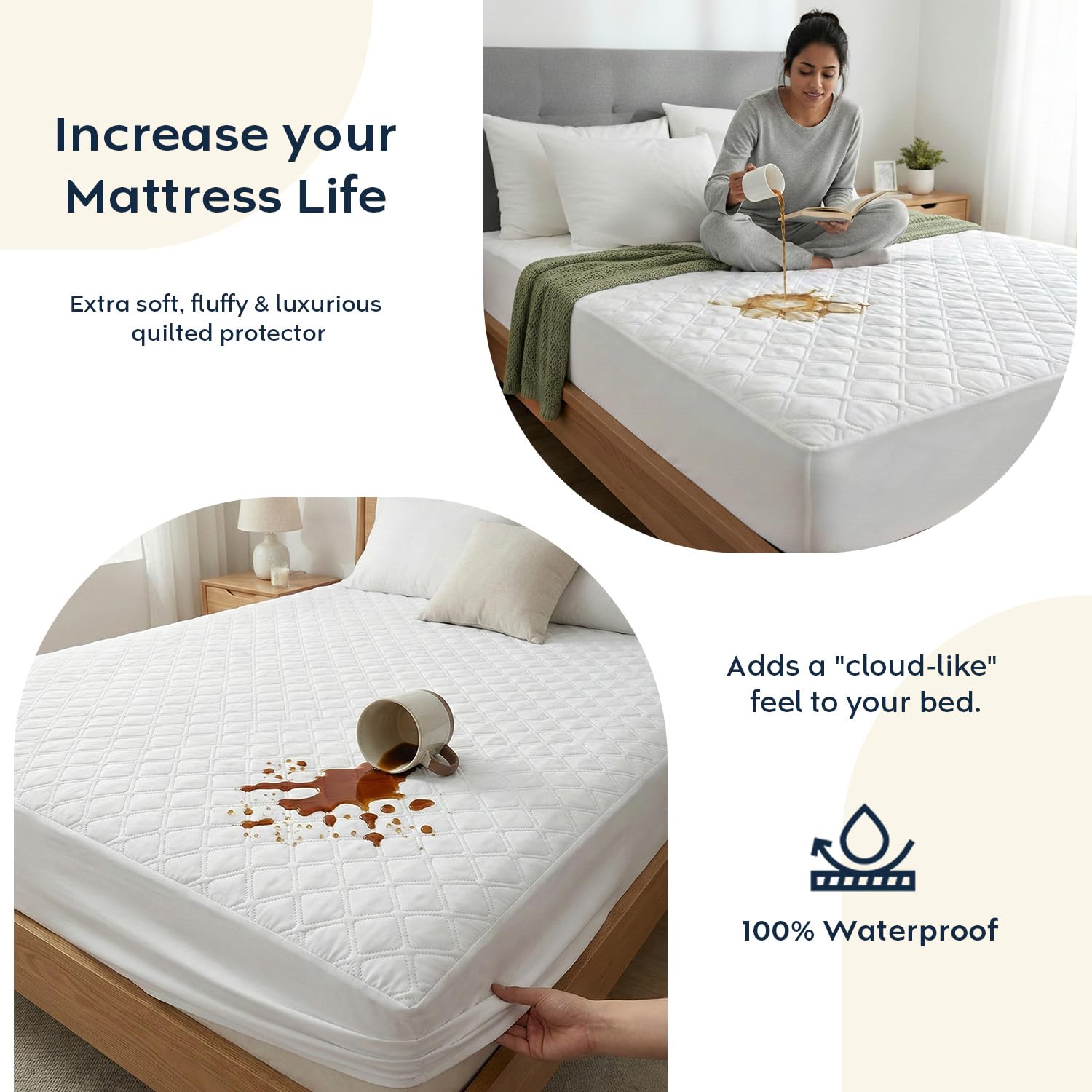 Ayka Waterproof Queen Mattress Protector - 100% Cotton -4
