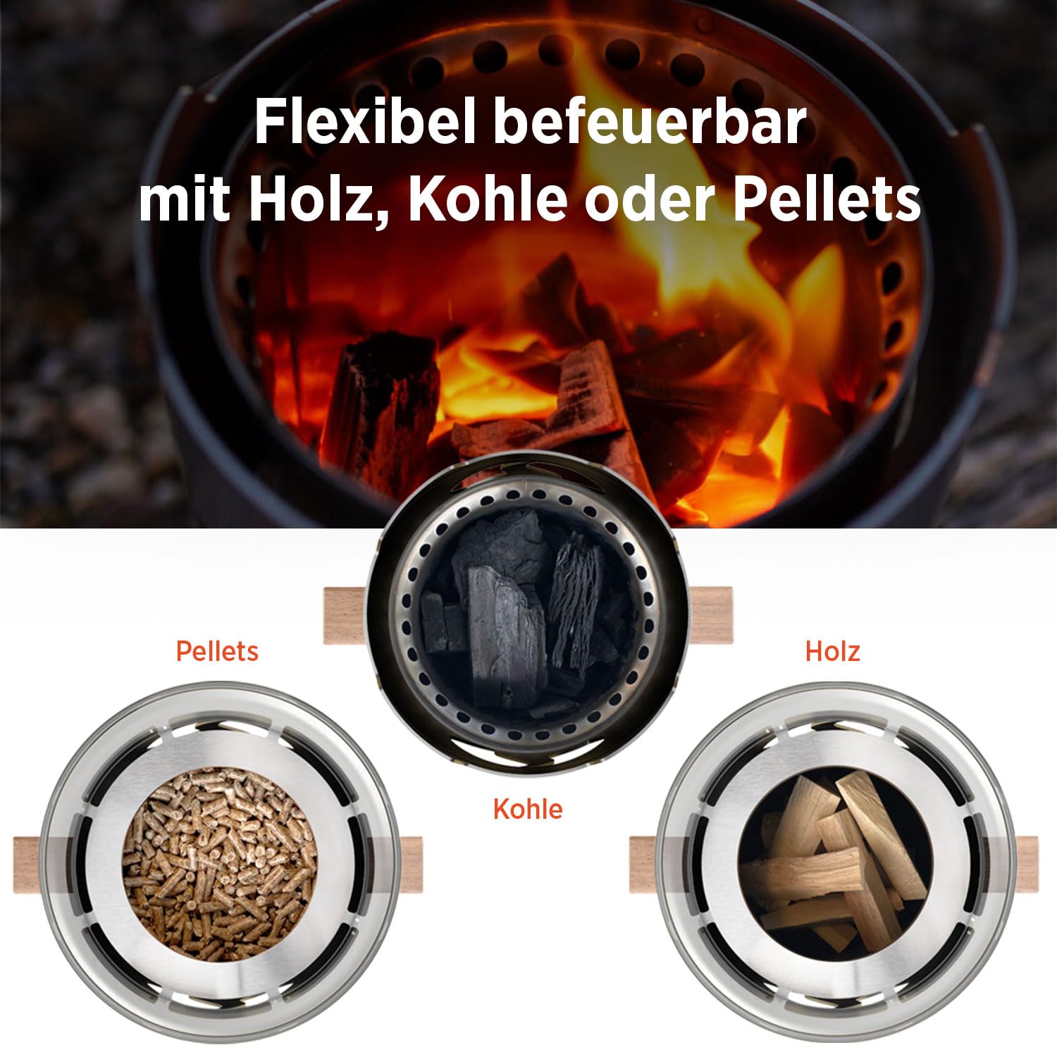 FYJER Pot FIRE 18 Feuerstelle | Vielseitige Feuerschalen für den Garten | Fire Pit aus Edelstahl mit Windschutzglas & Flammenring | Feuerkorb & Feuerschale mit Grillrost | Feuertonne für den Garten