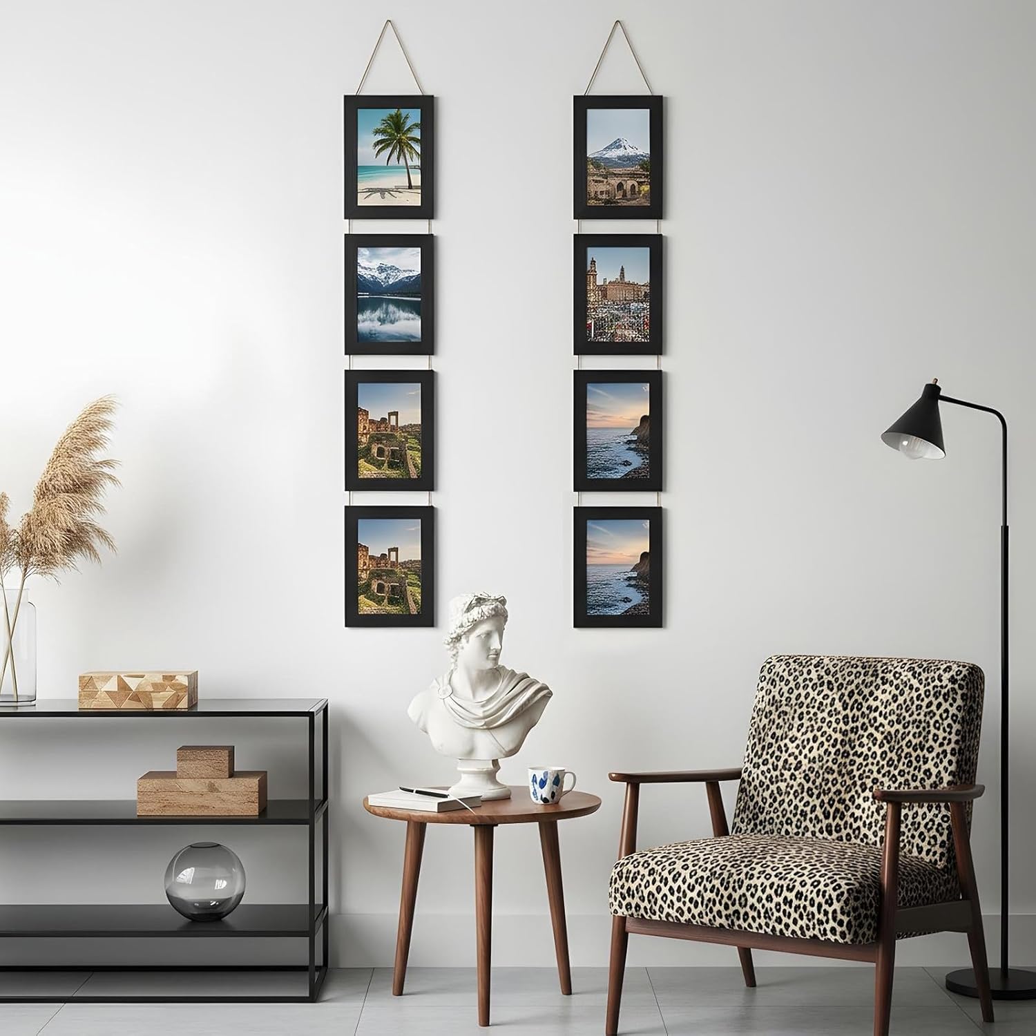 2 Packs Black 4x6 Hanging Picture Frames Set, 4 Openings Collage Photo Frames for Vertical 4 by 6 inch Pictures for Wall Decor