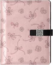JULYTO Pink Ribbons and Flowers Pattern PU Leather Notebook Binder A5 6 Ring Refillable Journal with Magnetic Buckle Closu...