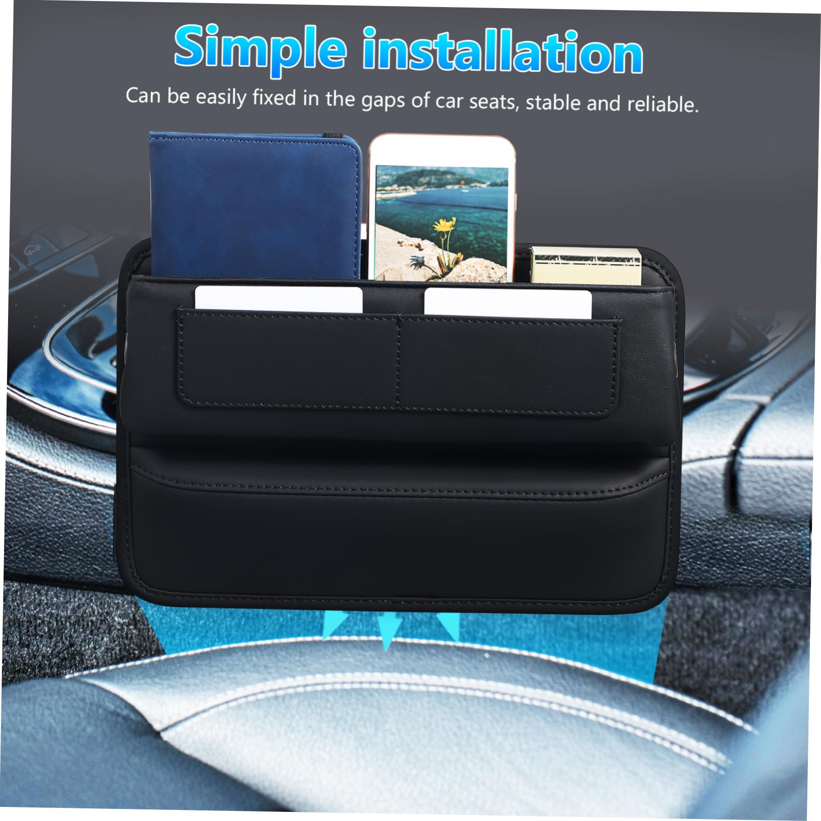 Caja Almacenamiento Asiento Coche Organizador Inserto Ranura con Compartimentos Protección Antideslizante para Consola y Asiento Vehículo Seguridad Conducción