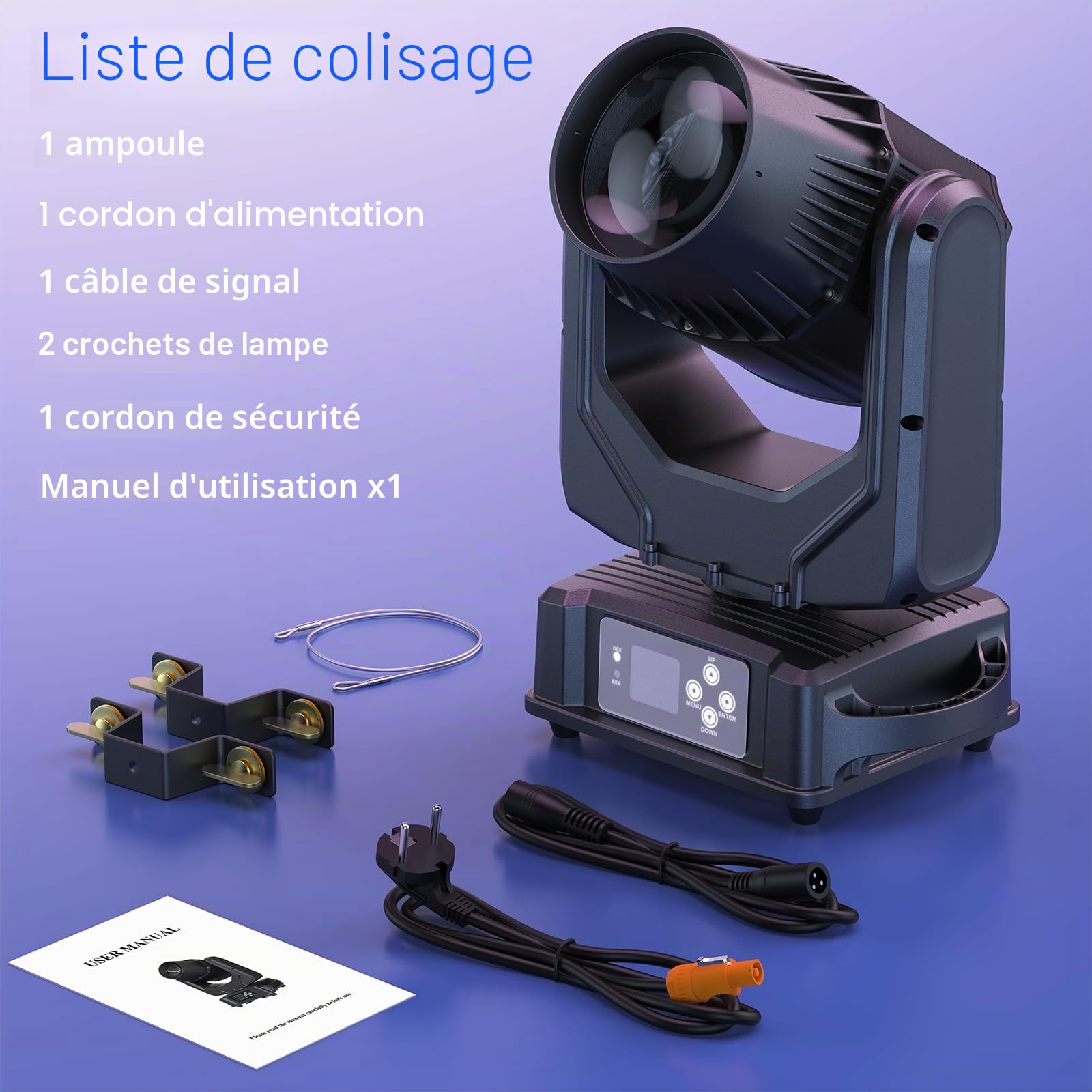 2PCS 300W Lyre LED IP65 Étanchéité Lumière de Scène, 24 Prismes Luminaires à Tête Rotative dmx512 Jeu de Lumiere pour DJ Club Fête Bar Théâtre Mariage