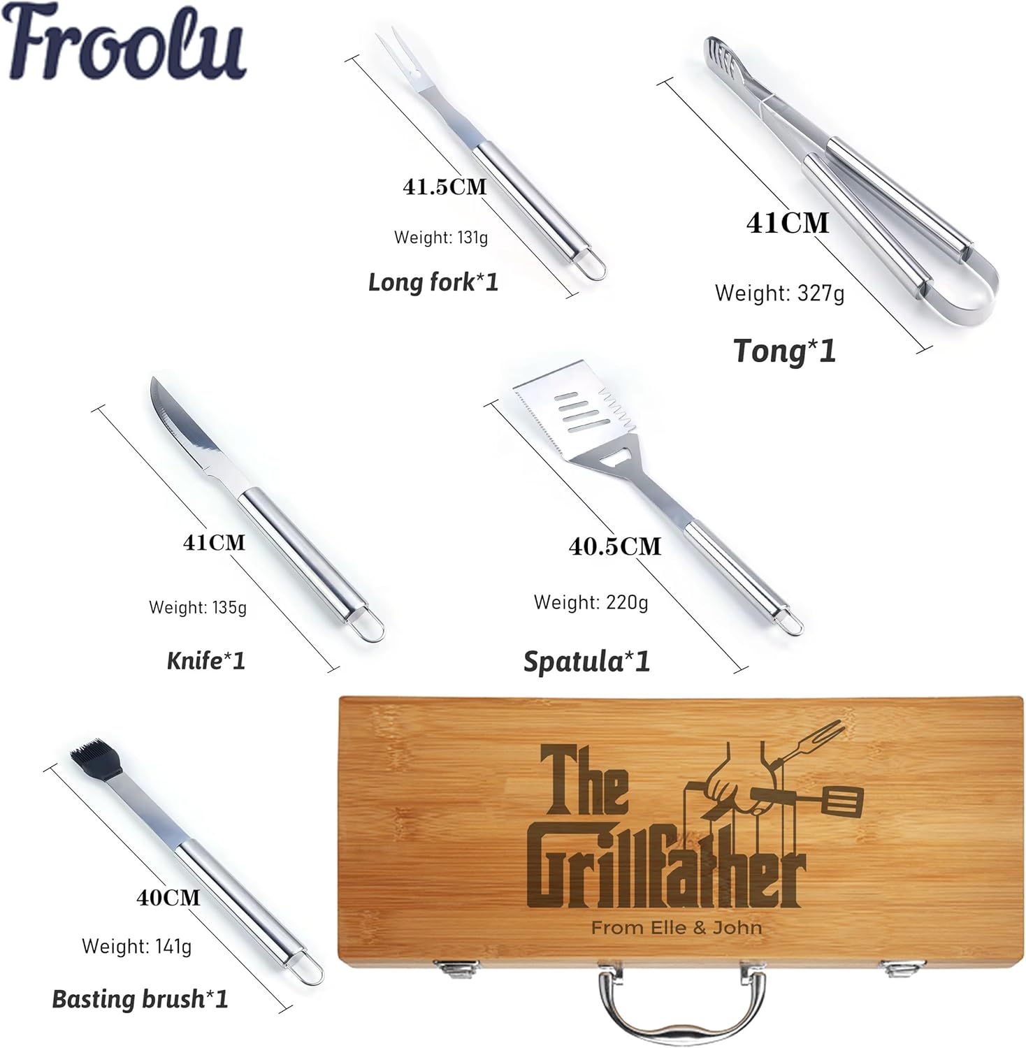 Personalized BBQ Tool Set for Dads (Grill Father)