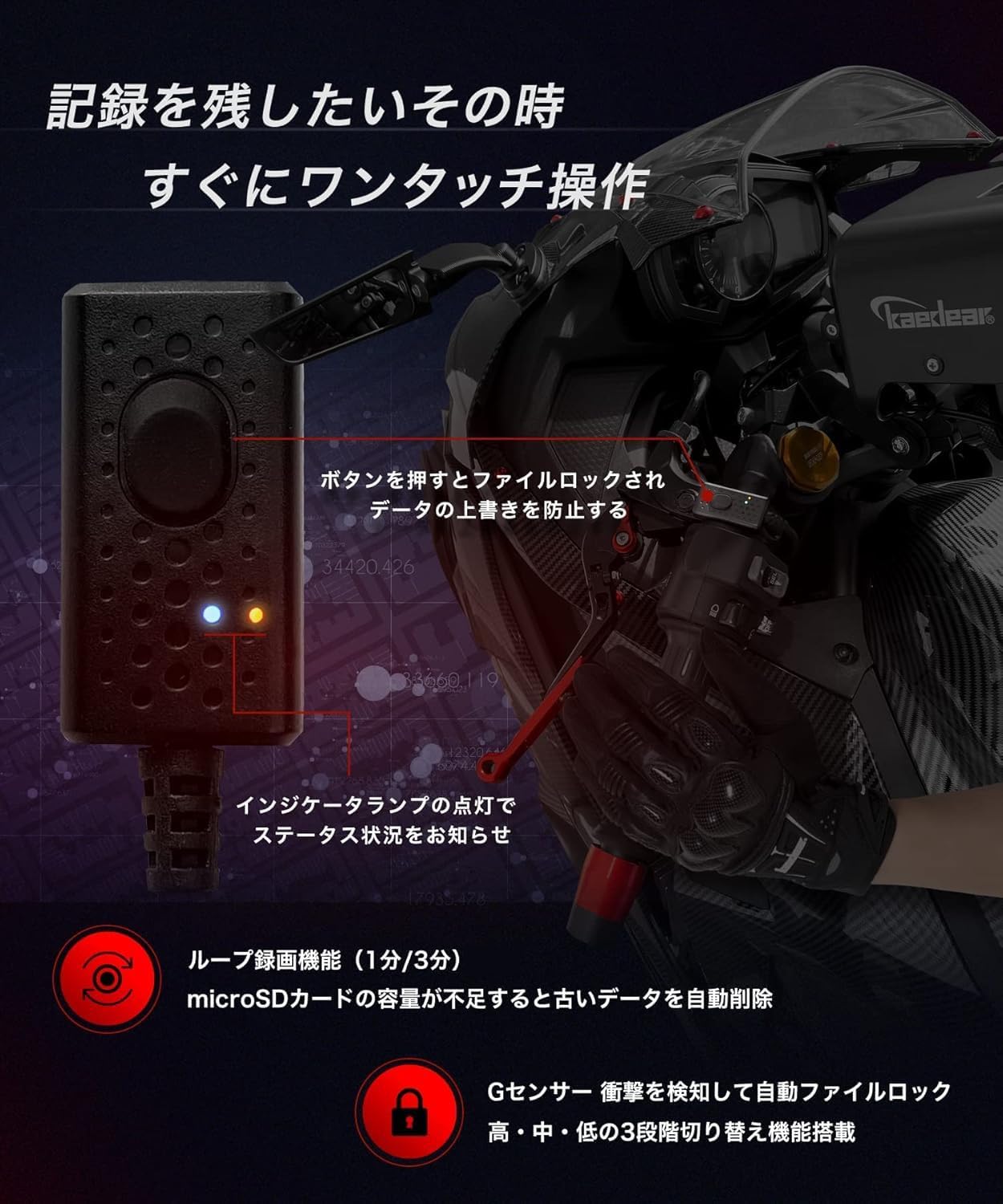 Amazon.co.jp: Kaedear(カエディア) バイク ドライブレコーダー バイク