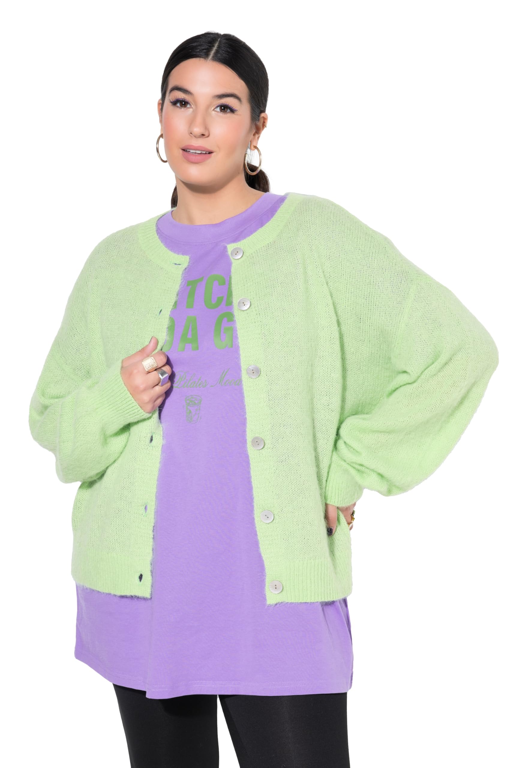 Studio Untold Damen große Größen Übergrößen Plus Size Strickjacke, Straight Shape, Kuschelstrick 847620