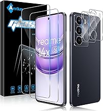 Tempered Glass Film for Realme 14X 5G, [2+2 Pieces] 9H HD Glass Screen Protector, Tempered Glass Anti-Scratch Camera Film