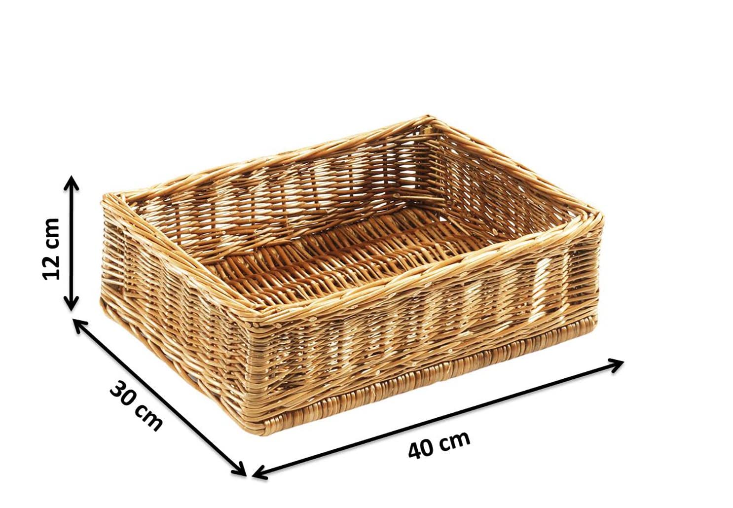 Kobolo Dekorativer kleiner Auslagekorb aus geflochtener Weide in dem Maßen 40x30x12 cm