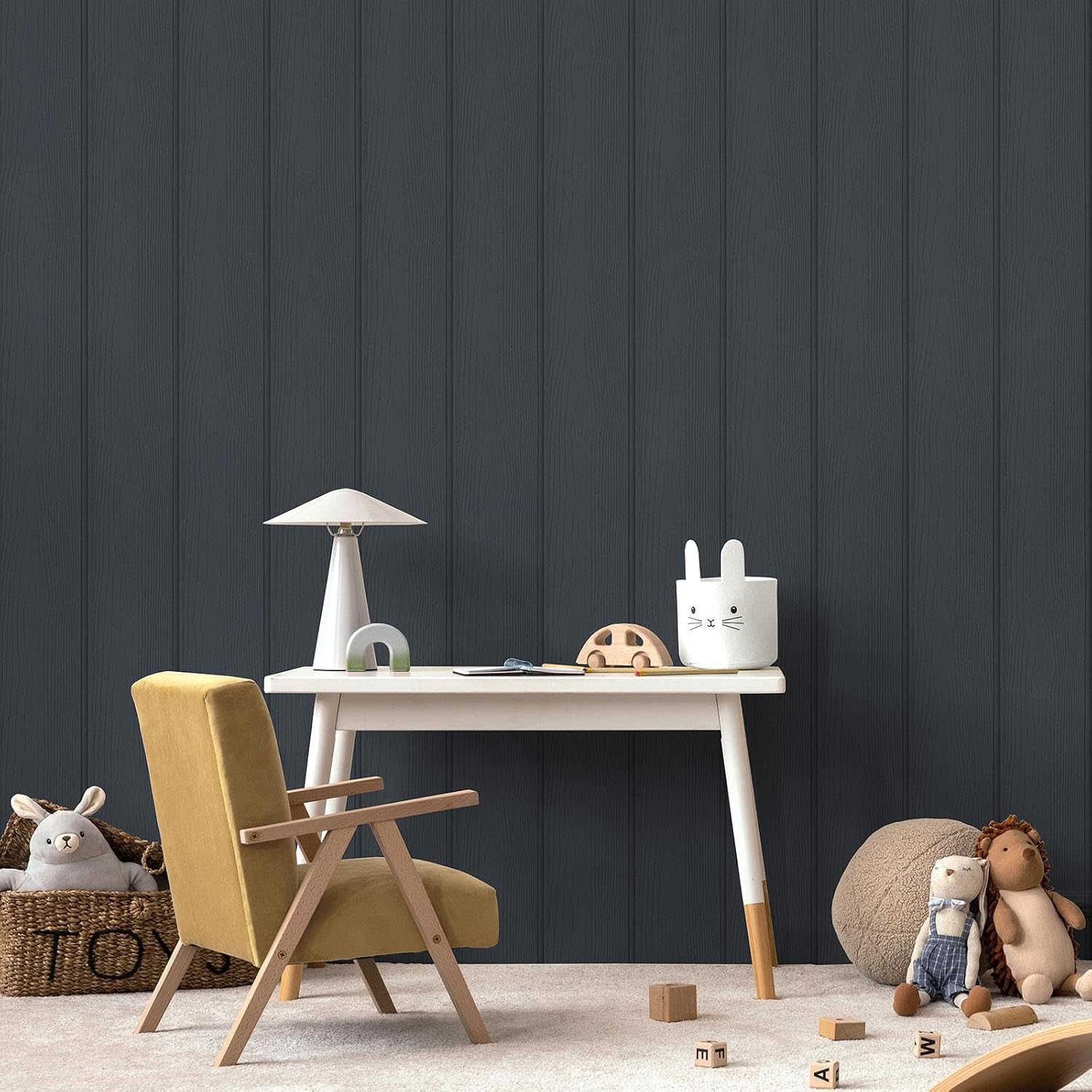 Tongue & Groove Wood Panel Effect Wallpaper Stylish and Simple Design for Kids' Bedrooms Nurseries Playrooms in Navy Holden 13993