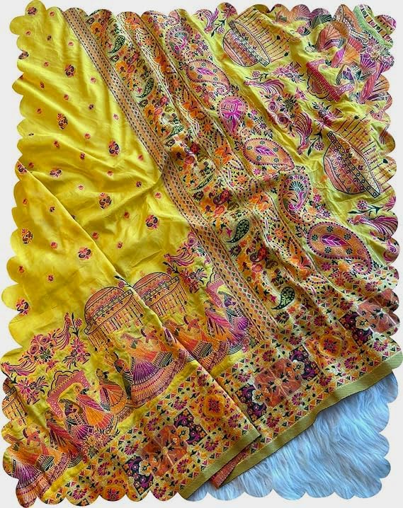 Image of SWORNOF Women's kanjivaram banarasi silk saree Zari Woven for festival Wedding silk with rich pallu Design sarees for women with Unstitched blouse piece