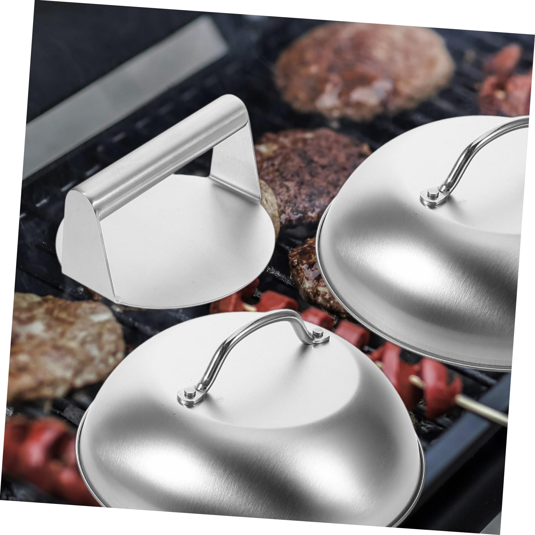 1zestaw Prasy Do Hamburgerów Ze Stali Nierdzewnej z Pokrywką Do Gotowania Płaskim Grillu Akcesoria Grillowania z Topnienia