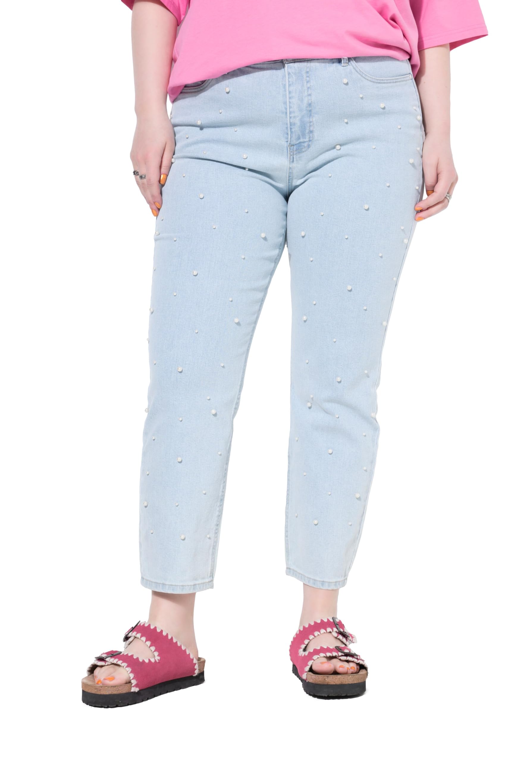 Studio Untold Damen große Größen Übergrößen Plus Size Mom-Jeans, Zierperlen, 5-Pocket 829559