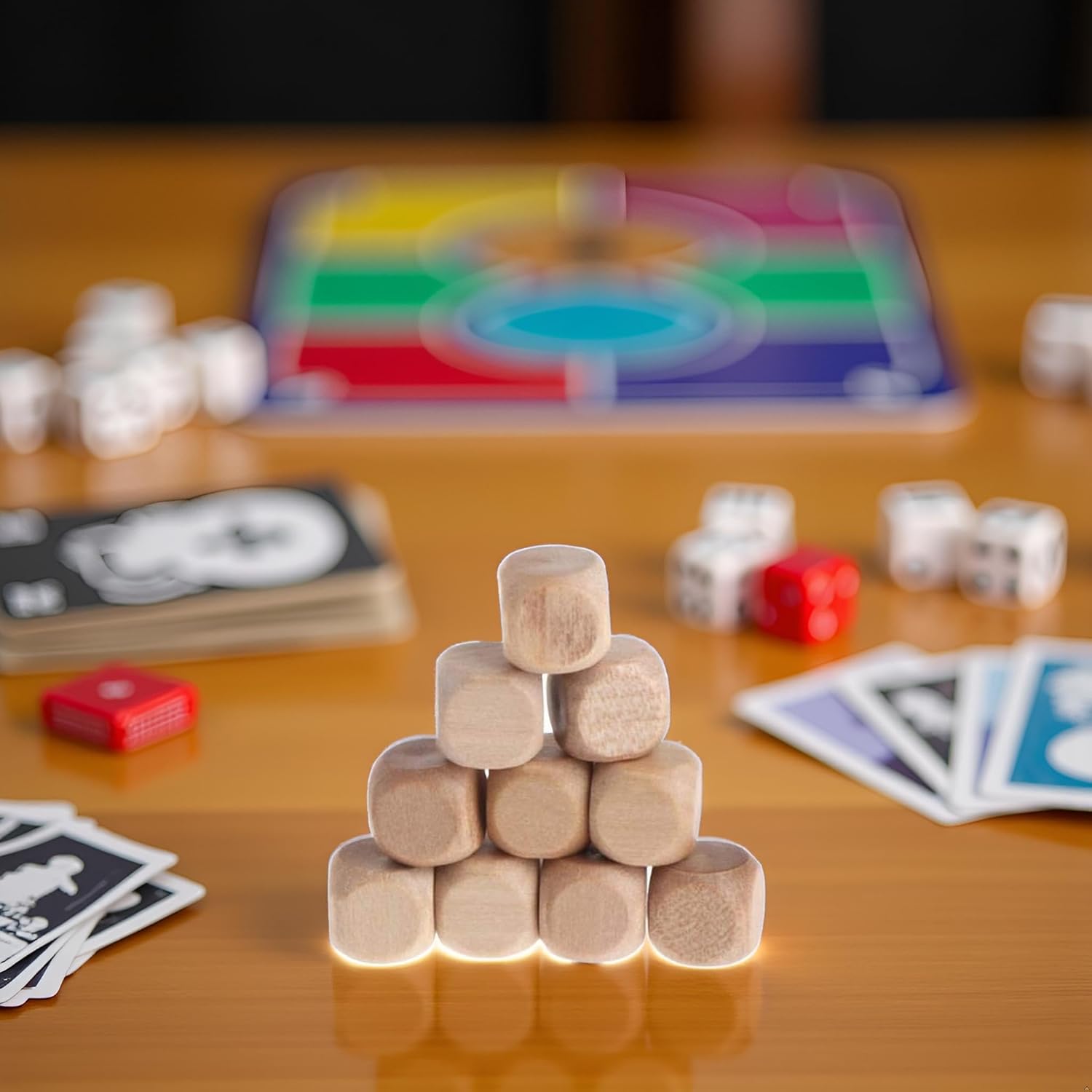 10Pcs 1.8cm Wooden Dice, DIY Graffiti Dice Crafts Board Game Party Supplies 6 Sided Blank Round Corner Cube Game Accessories Standard