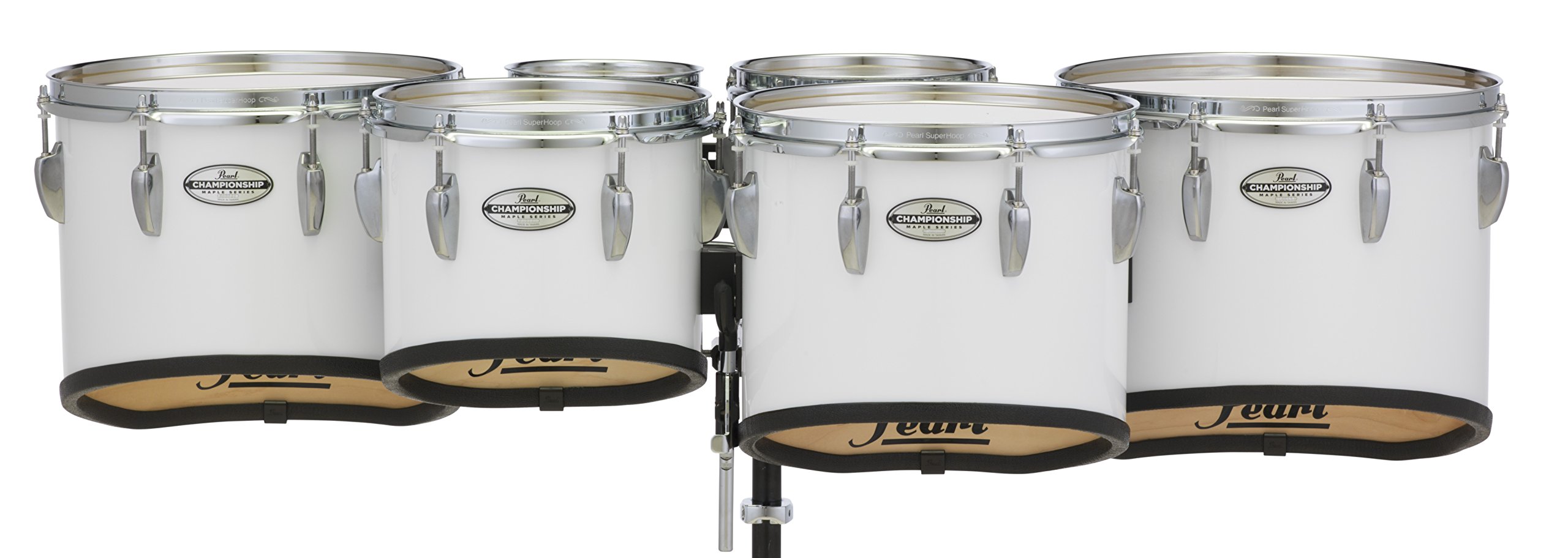 Pearl Championship Maple Marching Tenor Drums Sextet Sonic Cut 6, 8, 10, 12, 13, 14 in. Pure White #33