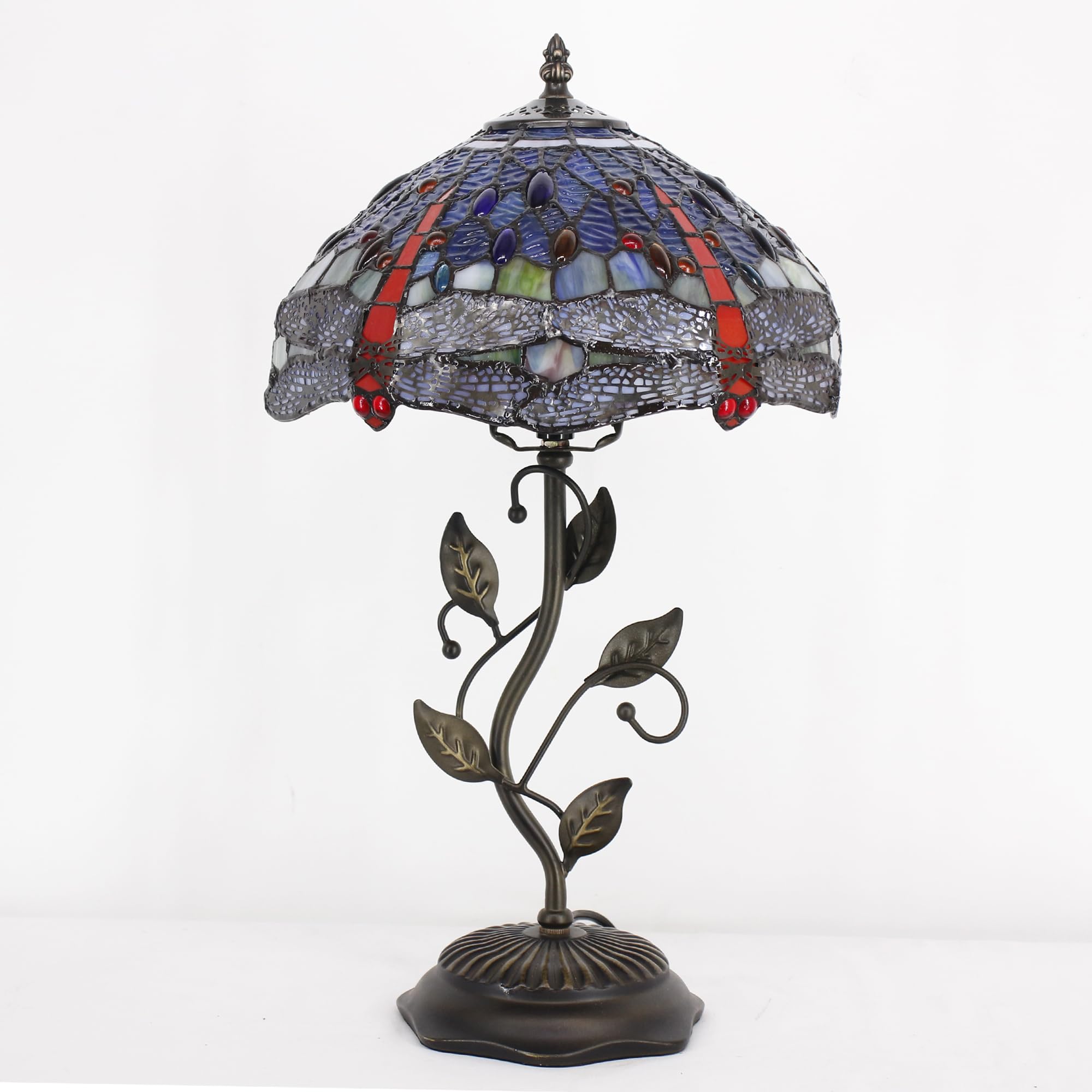 ZJART Tiffany Table Lamp Stained Glass 12X12X19 Inches Blue Brown Dragonfly โ image 1
