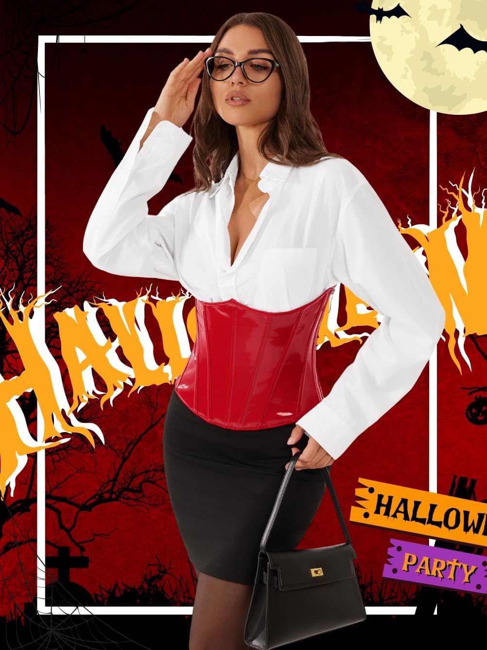 Kaei&Shi Faux Leather Waist Corsets Belt,Underbust Latex Corset Tops For Women Costumes - Image 7