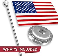 Vista 2 de G128 Juego de banderas de escritorio de lujo de Estados Unidos, 8.5 x 5.5 pulgadas, poliéster 300D impreso, con cúpula y base plateadas, poste