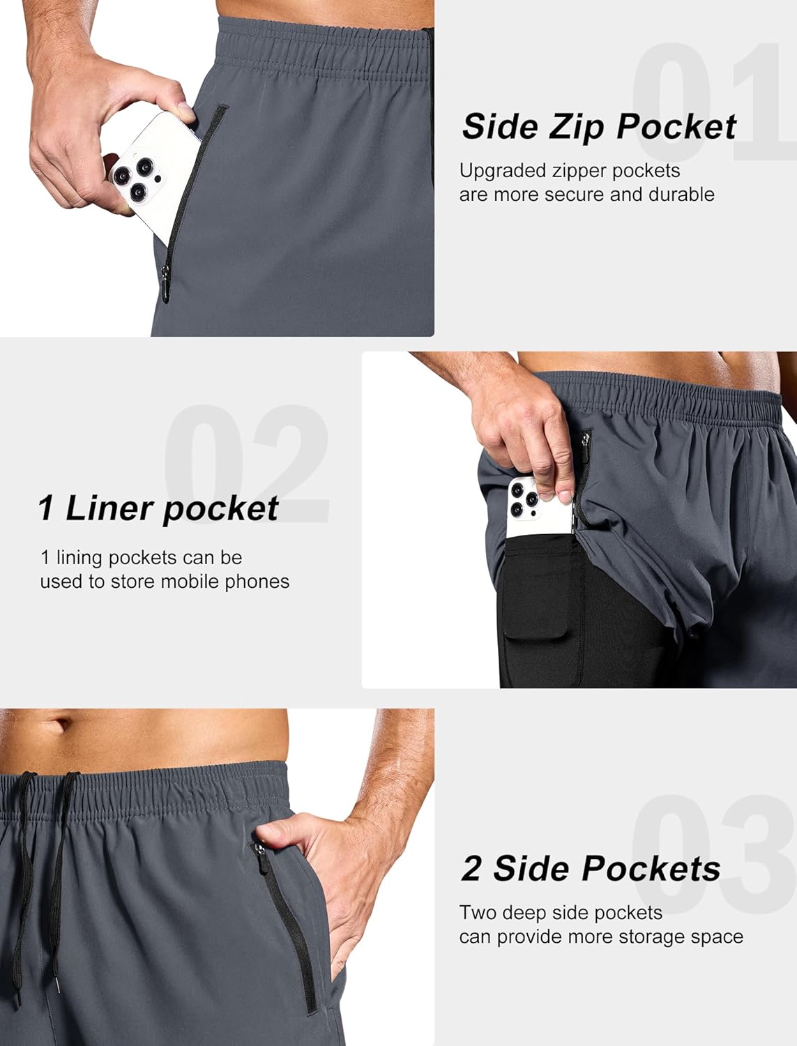 SILKWORLD Men's 2 in 1 Running Shorts 7" Workout Gym Athletic Shorts Quick Dry Lightweight Training Shorts with Pockets - Image 4