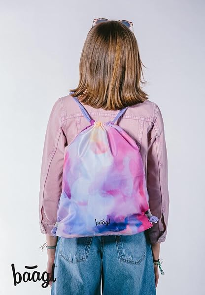 Baagl Sac de sport pour filles, sac à chaussures imperméable pour enfants, écoles et jardins d'enfants Sac de sport à cordon pour garçons, sac à dos à cordon - 3