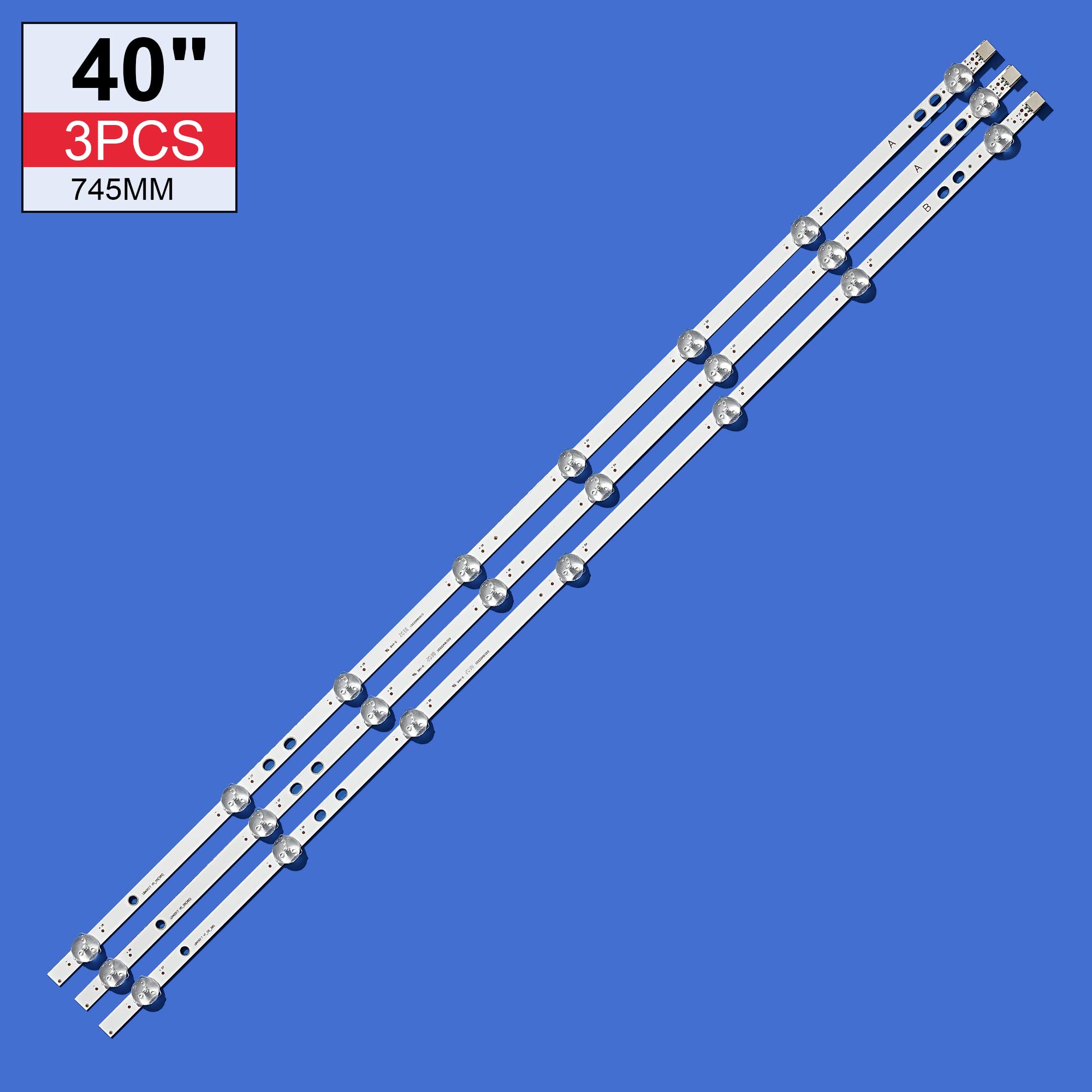 Nuevo Kit 3 uds. Tira de LED for iluminación Trasera de 745mm for LG Vestel Bush DLED40287FHD LB40017 V1_05-38S 17DLB40VXR1 VES400UNDS-2D-N11