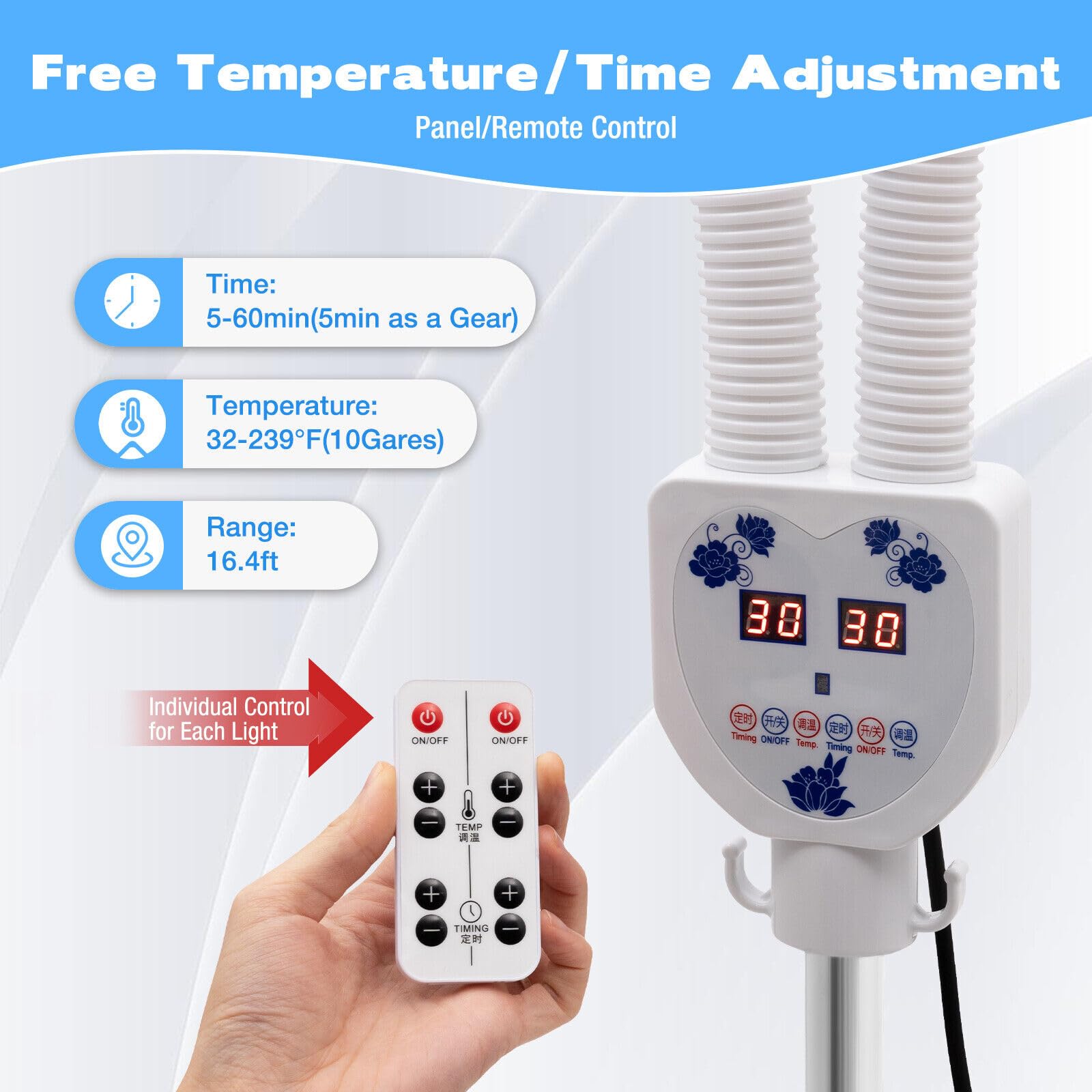 Lámpara de infrarrojos con temporizador, lámpara de calor, lámpara de pie con soporte para relajación muscular, 220 V, 275 W