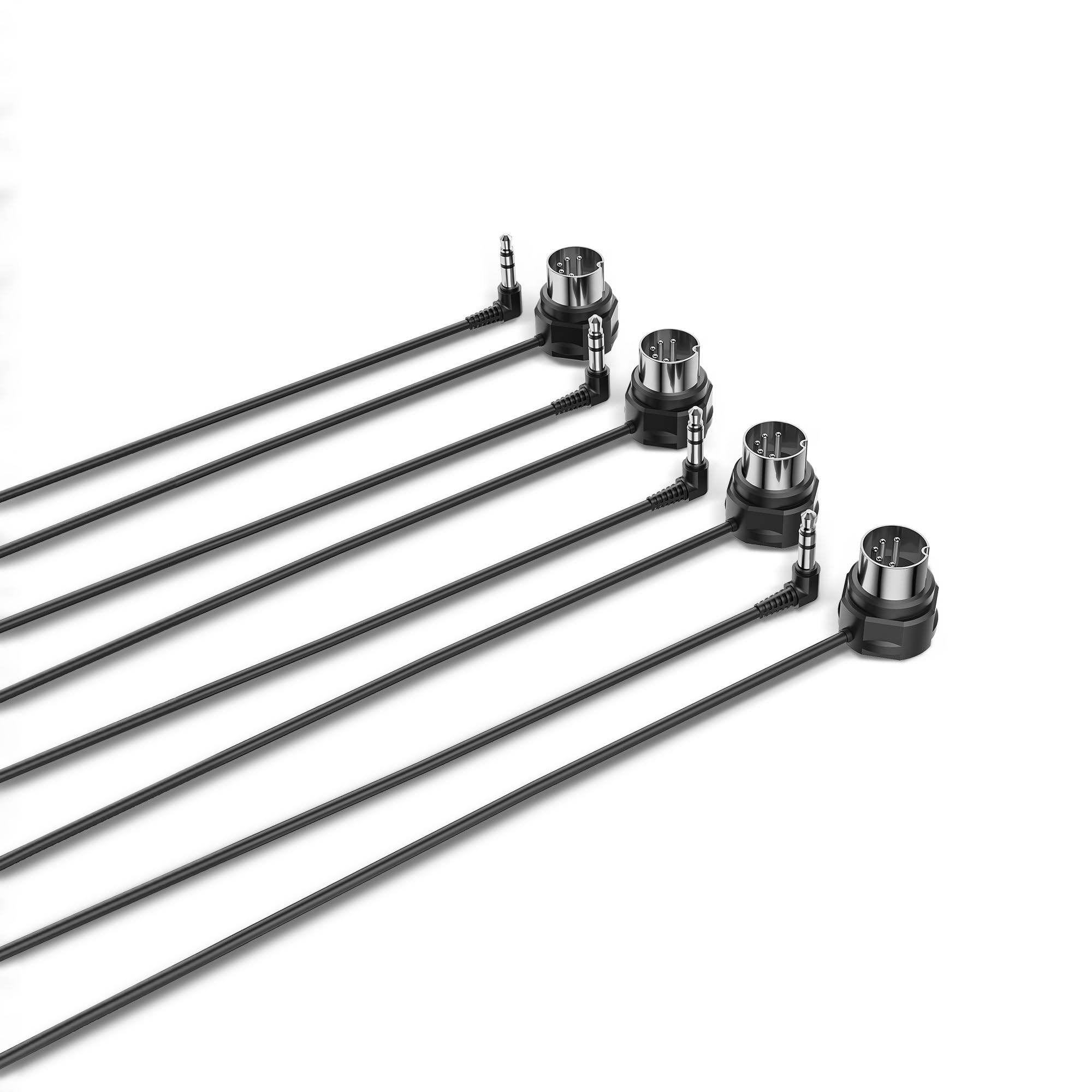 CME TRS MIDI Cable Pack de 4 – TRS Type A 3,5 mm Coudé vers DIN MIDI 5 Broches Coudé, 90 cm, Profil Bas, Connecteurs Ultra Fins, Idéal pour Synthétiseurs et Pedalboards