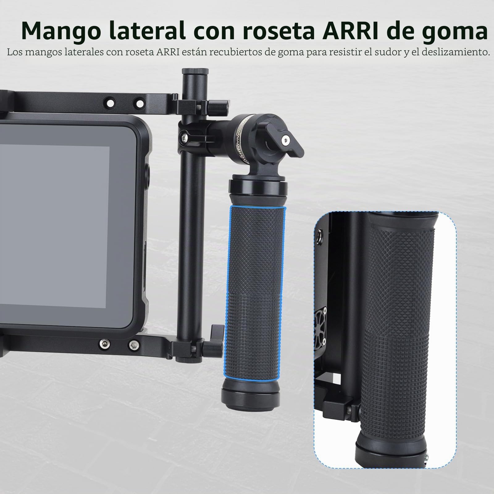 Nitze Director's Monitor Cage para Monitores LCD de 5"/7"/9", Jaula Universal para Monitor con Mango Lateral de Goma Ajustable - JSQ-002 | Asas ajustables, plato de queso