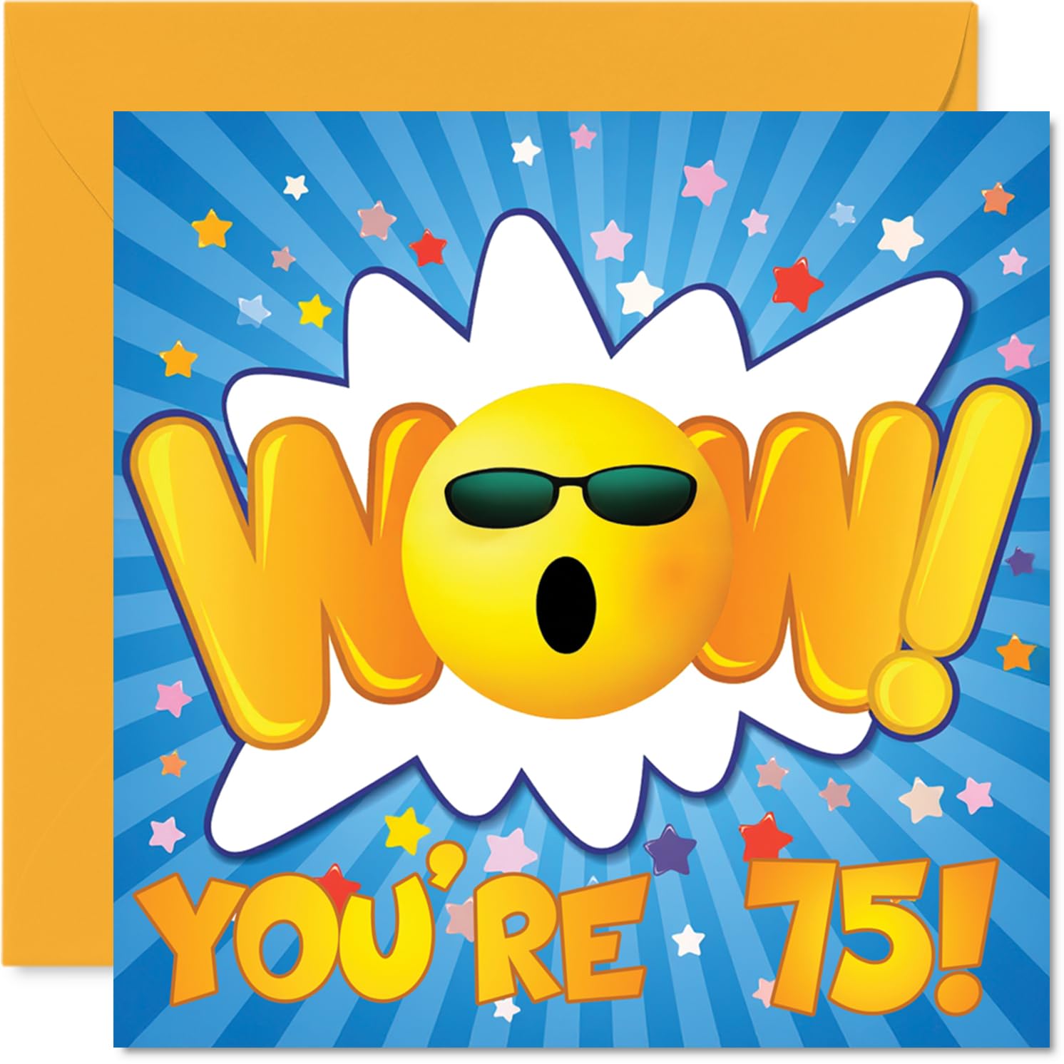 75th Birthday Cards for Women Men - WOW - Happy Birthday Card for 75 Year Old Woman Man Sister Grandad Nan Nanny, 145mm Bday Greeting Cards