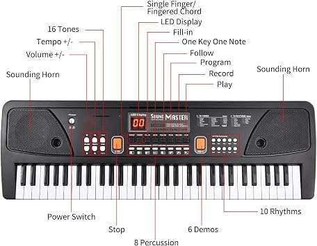 Electronic Keyboard Piano 61 Keys Electronic Organ With Microphone Digital Keyboard Electric Piano With LED Display Built-in Dual Stereo Speakers