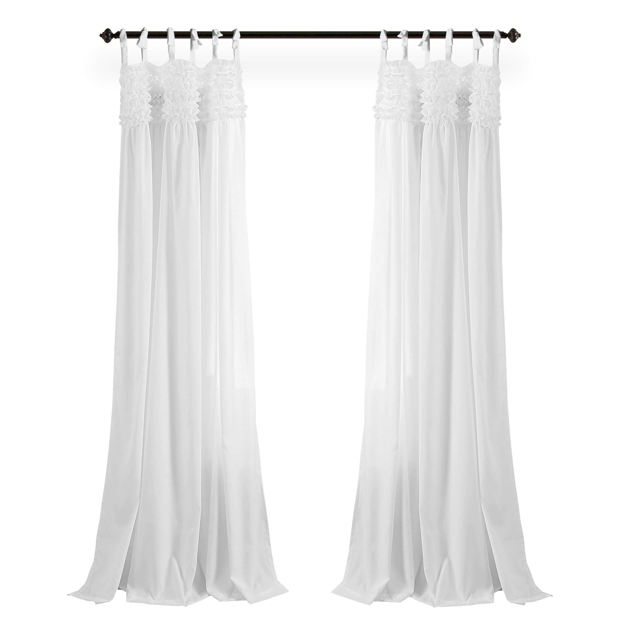 Lush Decor Lydia Vorhänge, Rüschen, Fensterpaneel-Set, für Wohnzimmer, Esszimmer, Schlafzimmer, 213,4 x 101,6 cm, Weiß