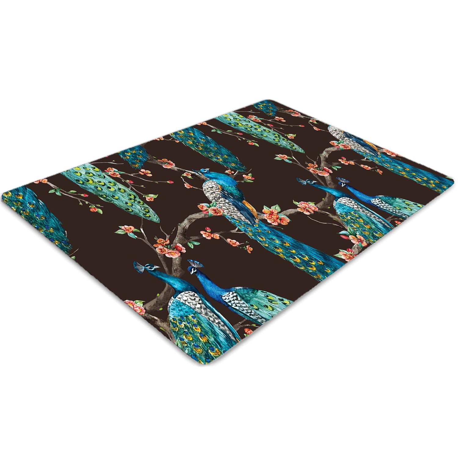 Tapis de chaise bureau paon pour protéger le parquet de la maison avec style