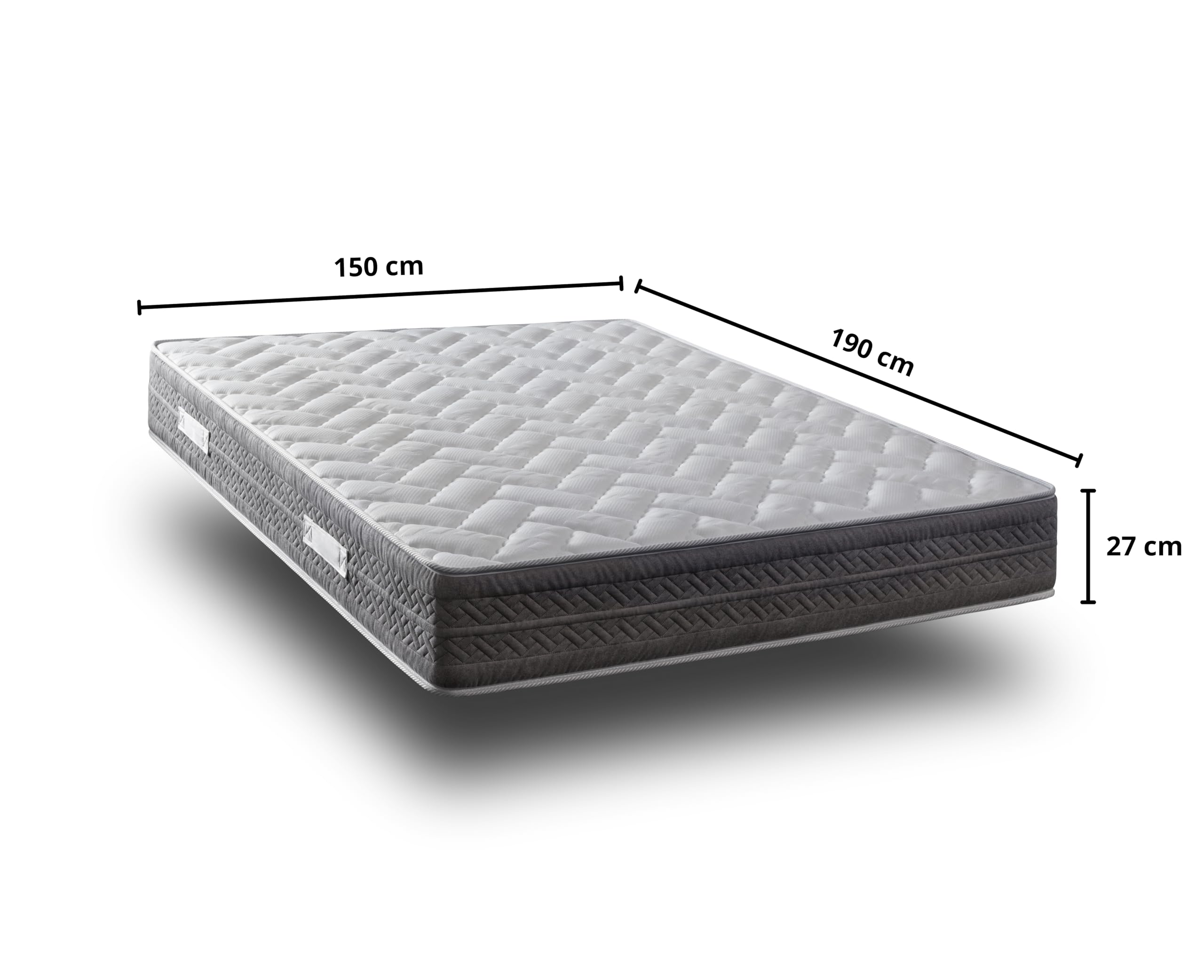 Poseidón Colchón Matrimonio 150x190 cm - Muelles Ensacados y Viscoelástica Premium - Firmeza Media Alta - Altura 27 cm - Oeko Tex - Reversible, Transpirable y Antiácaros - Hecho en España