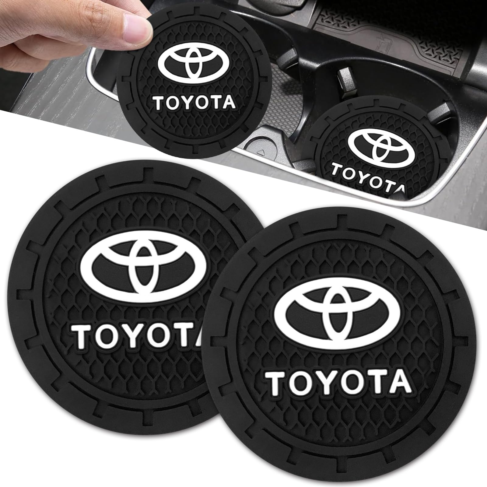 Car Cup Holder Coaster for Toyota RAV4 Highlander Cupholder Coaster Interior Accessories 2.75in 2Pieces Black
