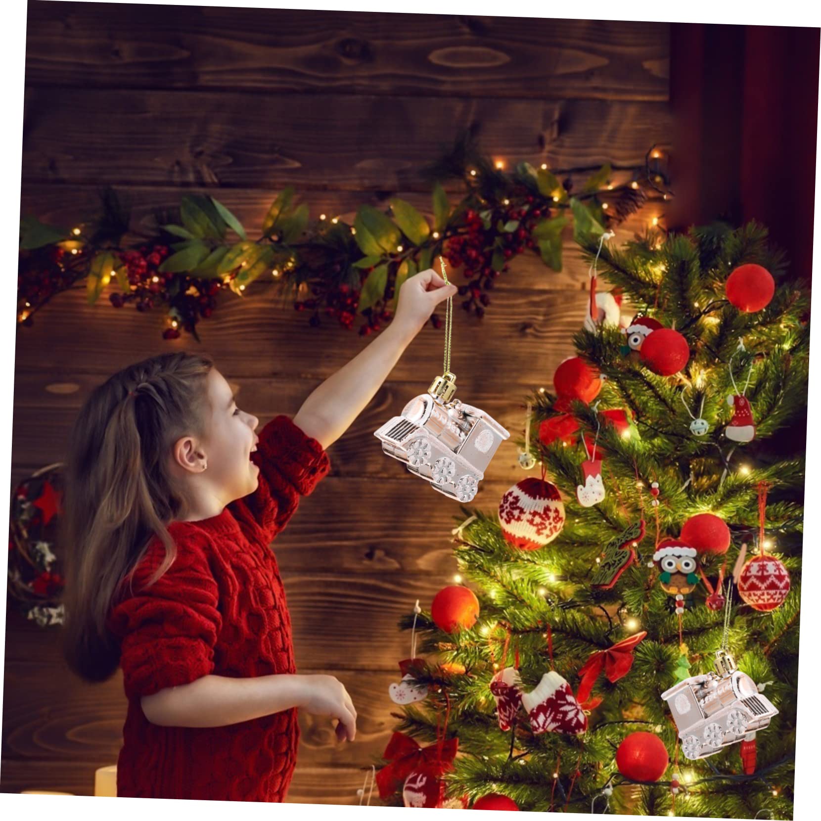 8 Piezas Colgante de Árbol de Navidad Decoraciones para Árboles de Navidad Decoraciones de Trenes de Navidad Decoraciones de Navidad Colgantes Decoración de Chimenea de Navidad Coches Pequeños