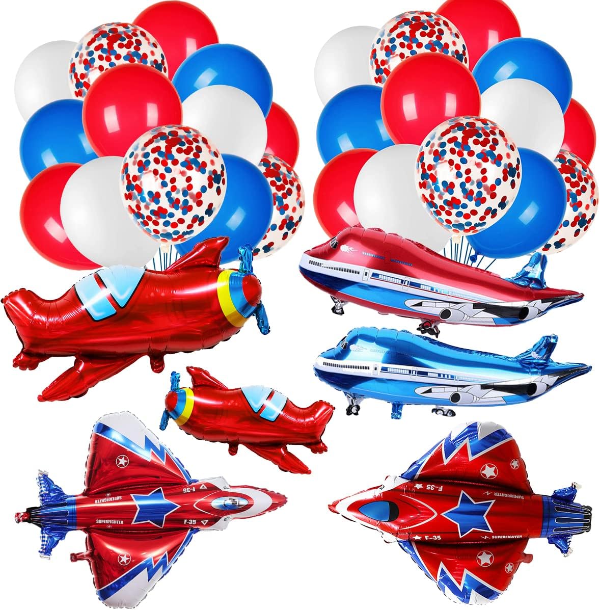 Globo Avion Foil, XiXiRan Globos Decoracion de Avion, Globo Aeroplano, Globos Gigante Avión de Helio, Decoracion Cumpleaños Avion, Globos Decoración de Fiesta, Kit Cumpleaños Globos (86 Pcs)