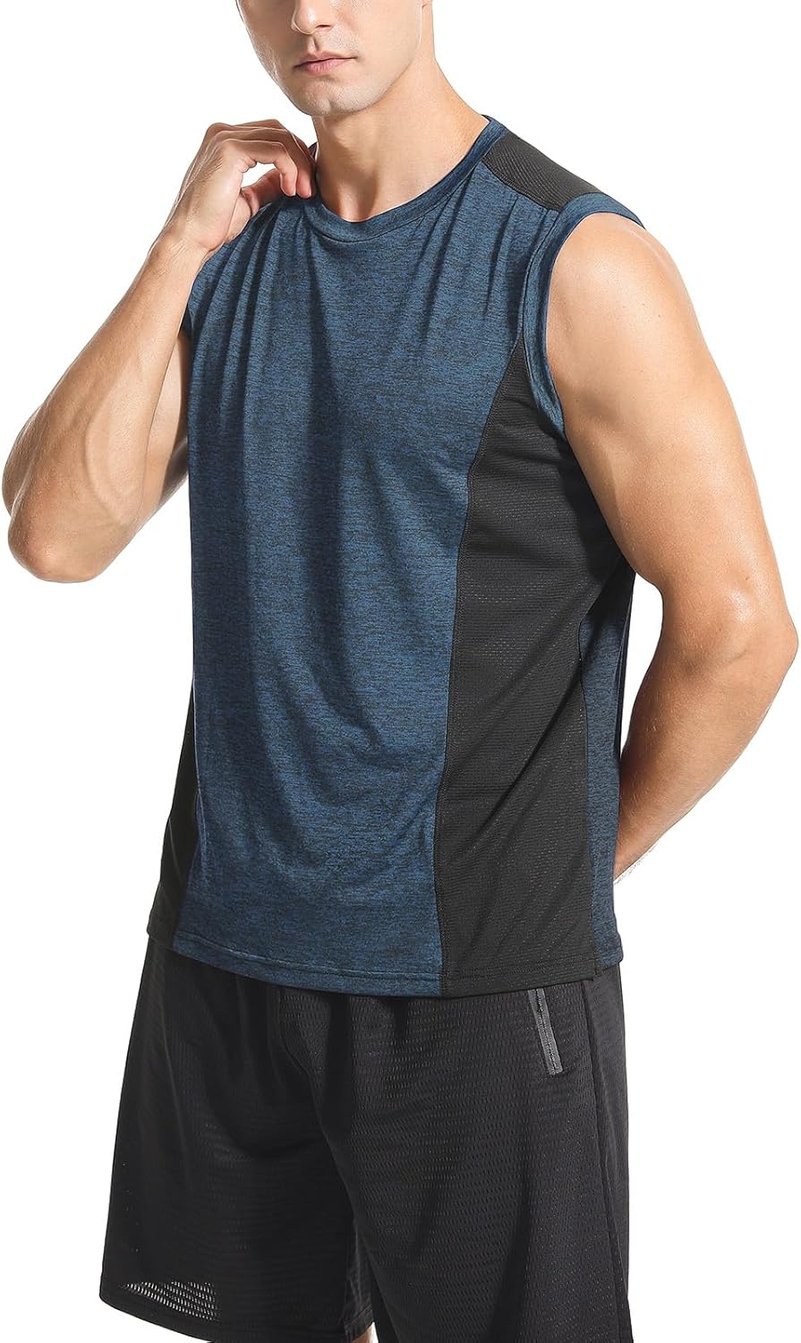 Air Curvey 3 Pack Men's Workout Tank Tops Sleeveless Muscle Gym Tank Top Quick Dry - Image 3