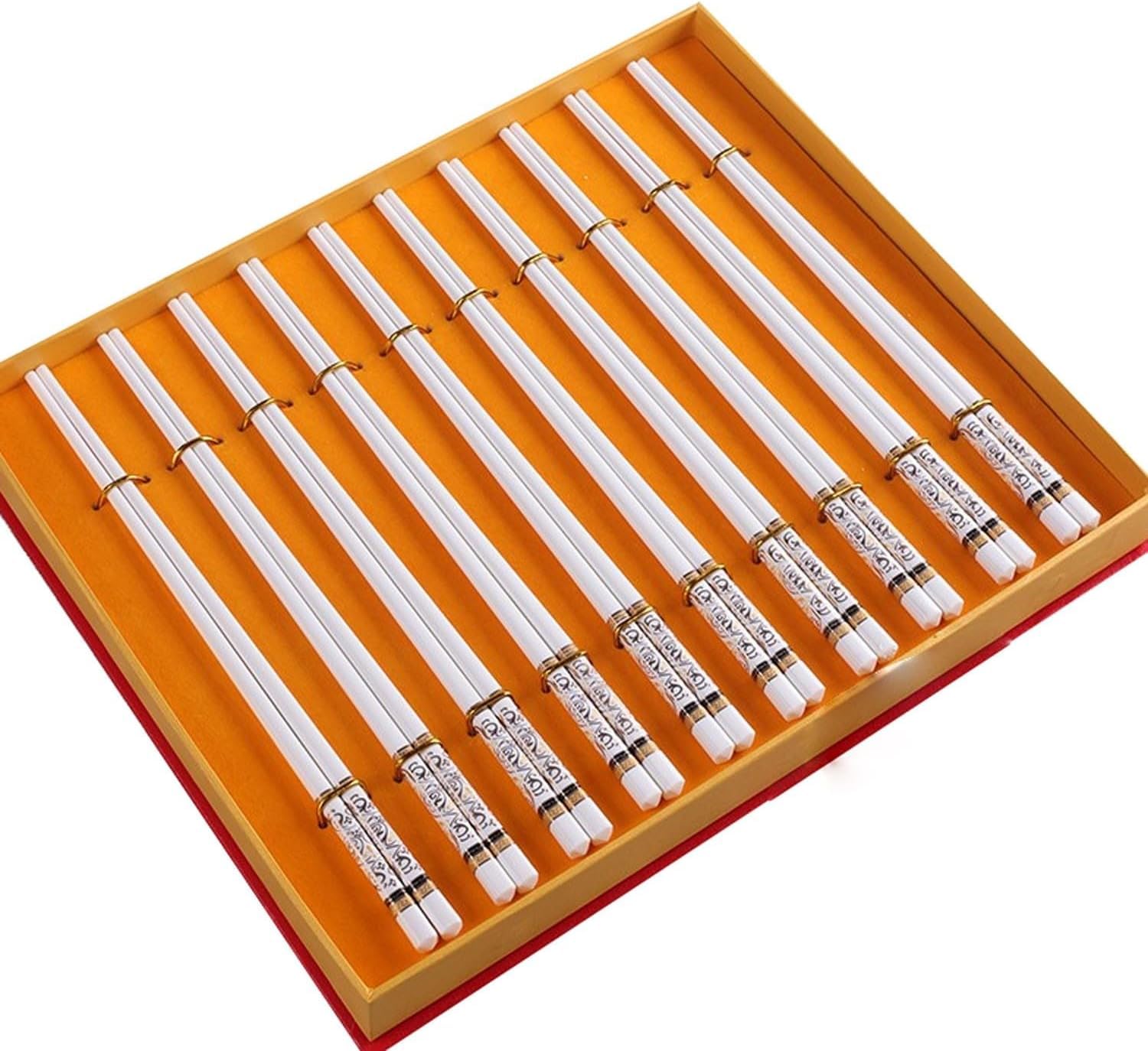 Baguettes réutilisables, baguettes réutilisables, baguettes jetables réutilisables, 10 paires de baguettes en porcelaine tendre, coffret cadeau, baguettes en céramique antidérapantes pour la maison