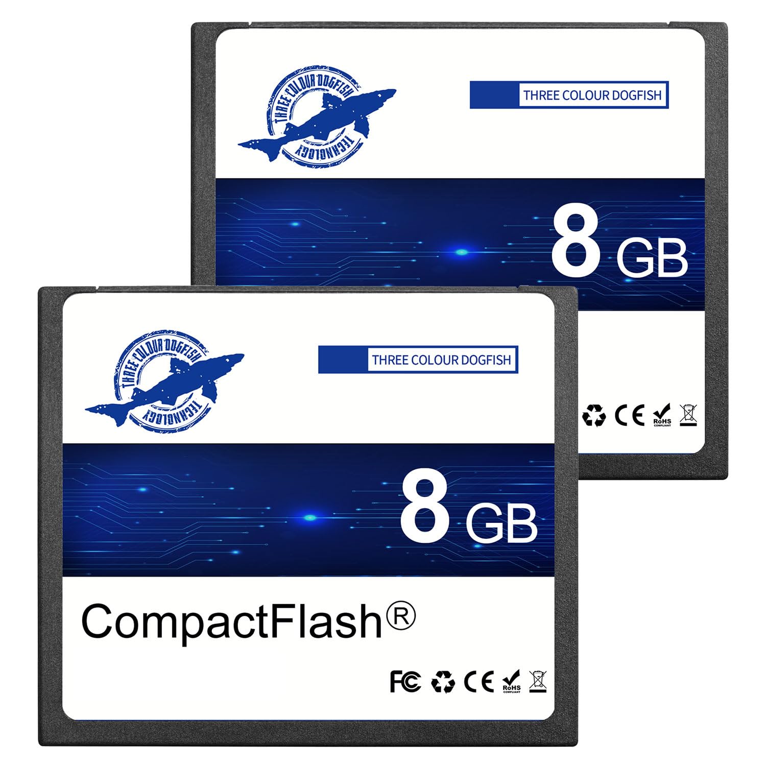 Dogfish Compact Flash Memory Card 8GB 2PACK 133X FAT32 CF Cards