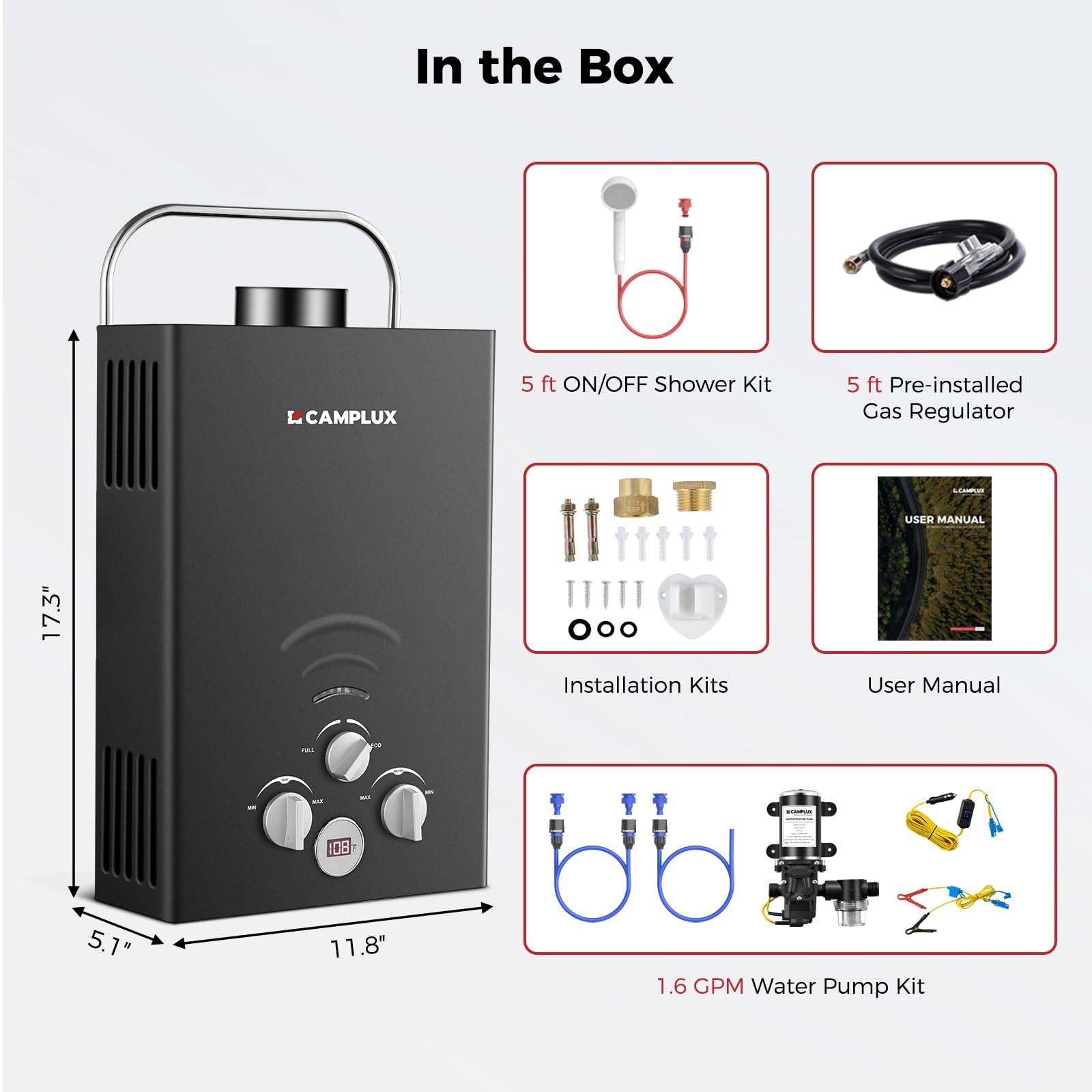 CAMPLUX Portable Propane Water Heater - Camping & RV -8