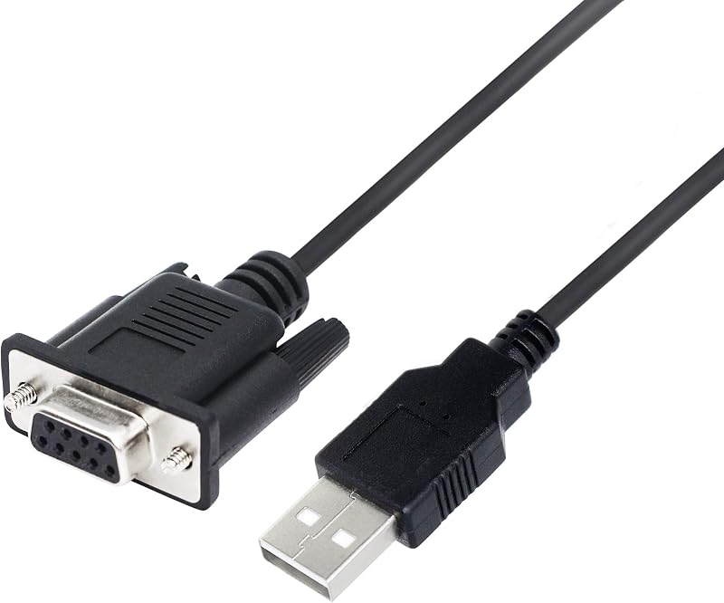 KANGPING RS232 DB9 Női-USB 2.0 PLC Soros Kábel Programozható Logikai Vezérlőkhöz - 1,8m Fekete Adatkábel Számítógéphez és Szerverekhez