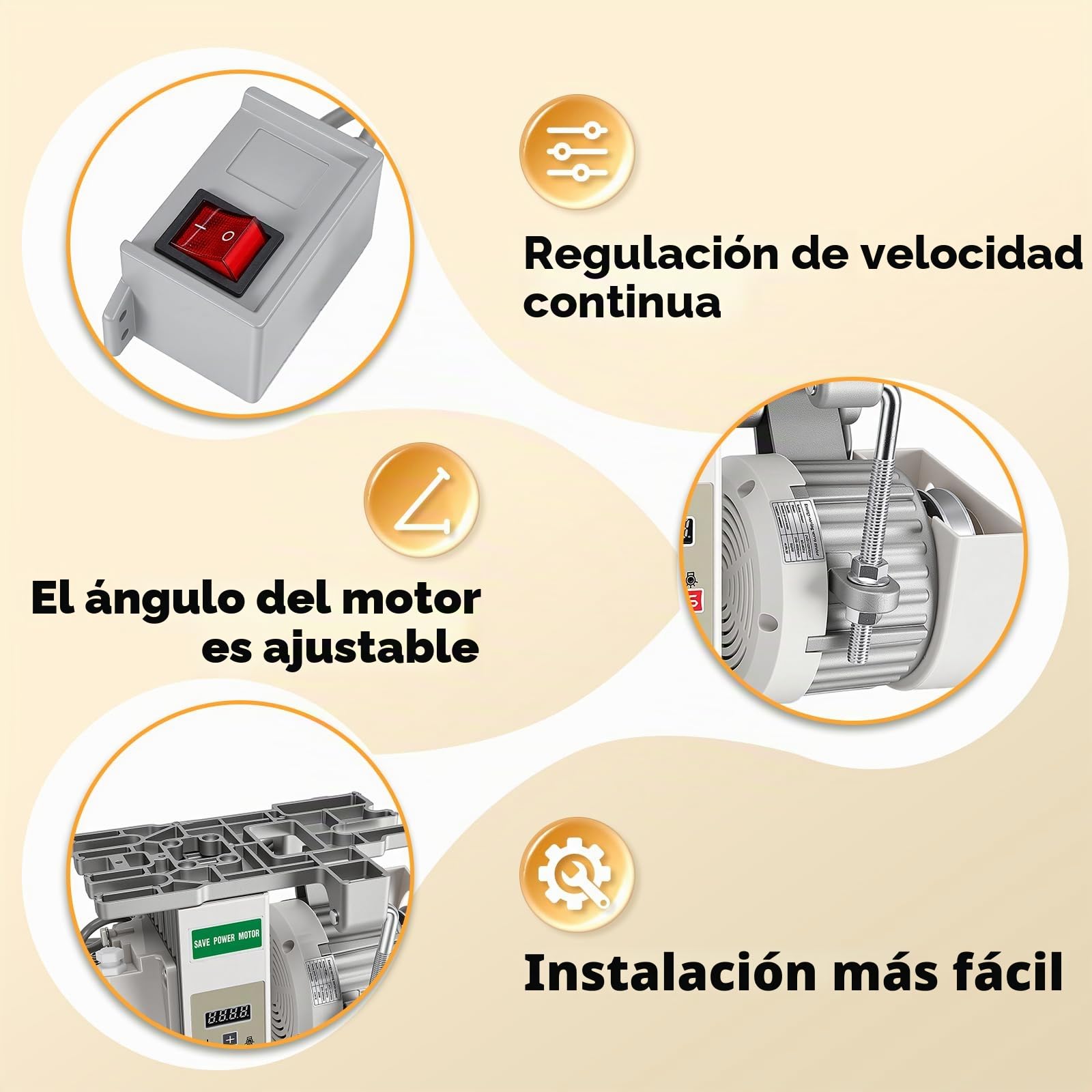 Motor Máquina Coser Eléctrica, 220V 750W Motor Máquina Coser 200-6500 Rpm Industrial Servomotor Ahorro Servomotor Sin Escobillas Coser Industrial Para Coser Industriales Domésticas
