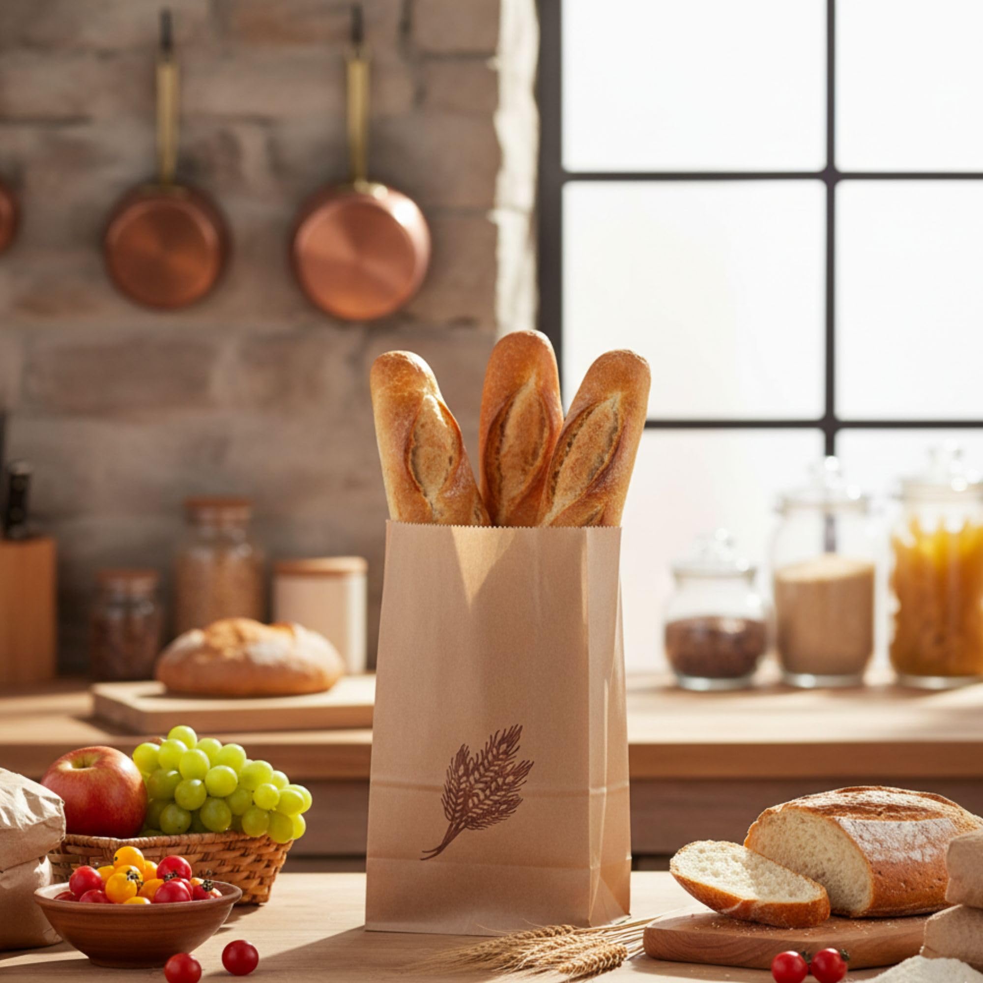 Bäckerbeutel 433 – Papier Bäckerbeutel | Bäckerbeutel für Brötchen, Brot & Gebäck | 433/7+20x45cm, 500 Stk